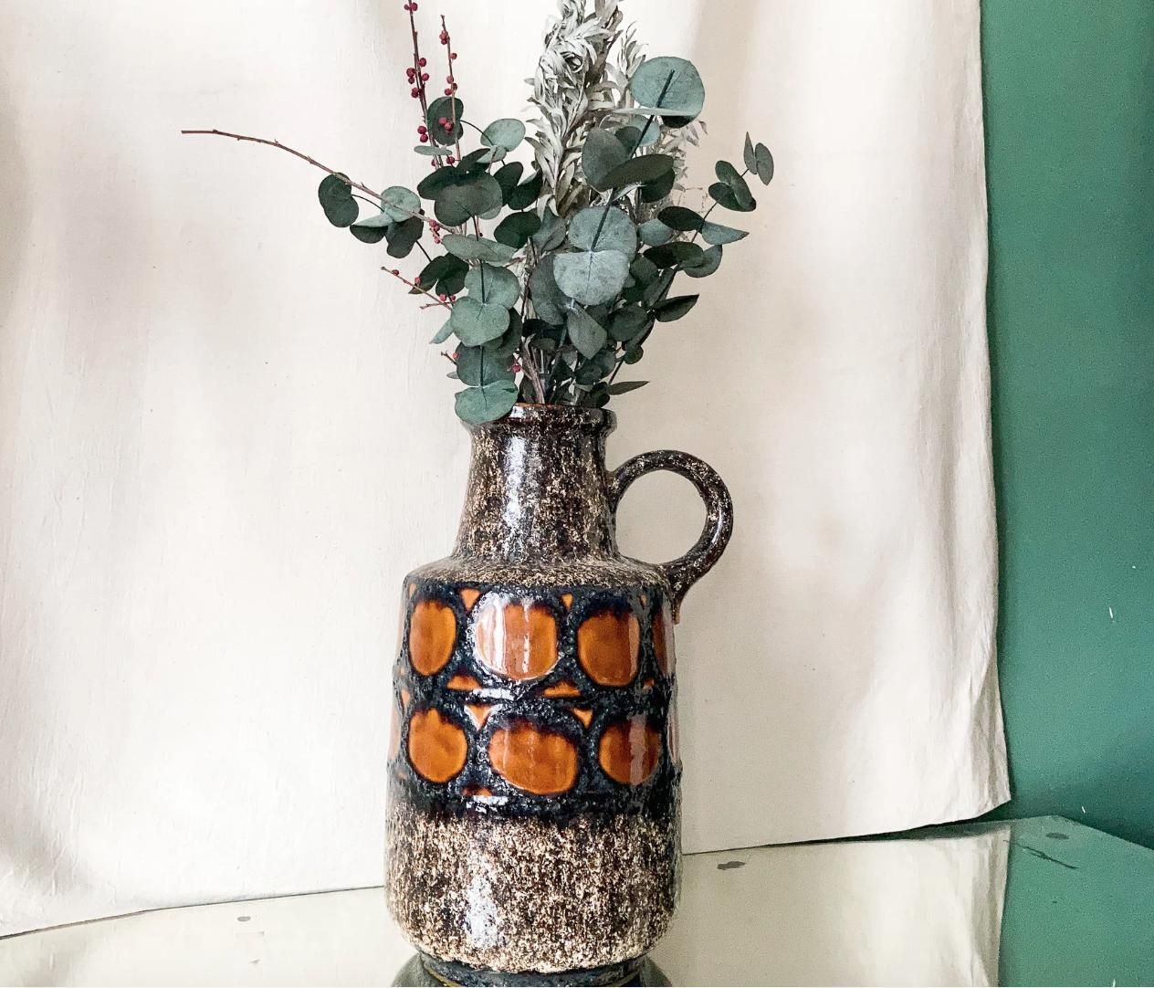 photo furniture Vintage West German Lava Ceramic Vase   Mid Century Modern Home Accent