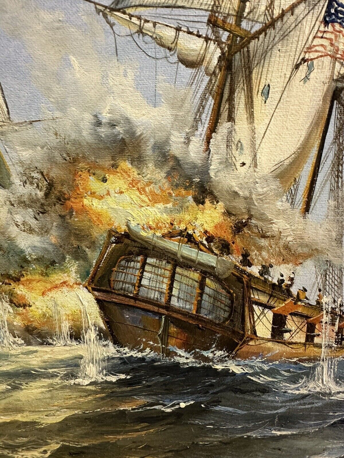 Galleon Ship Maritime Nautical Scene 61cm By 51cm Oil On Canvas photo Art