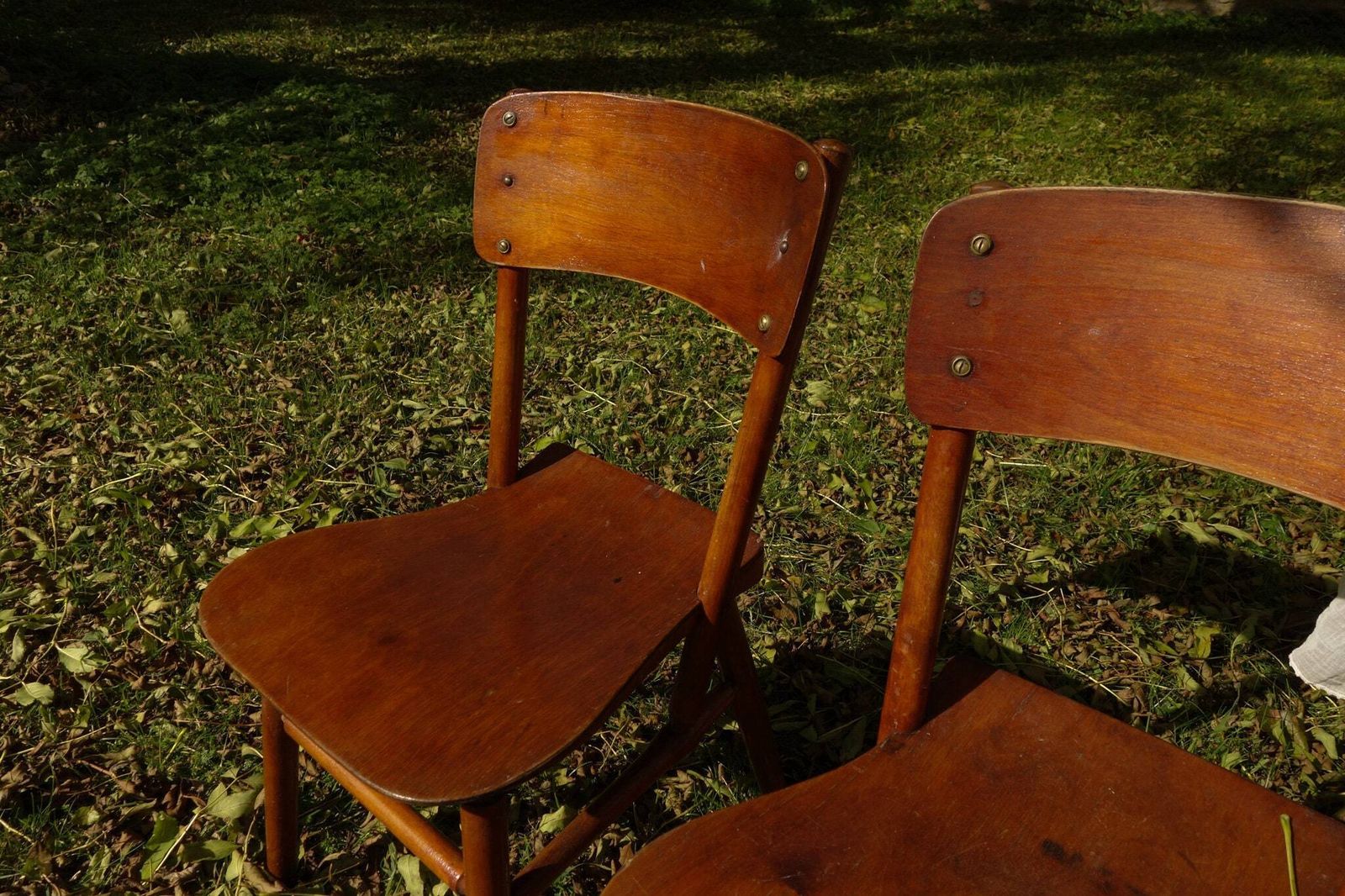 Mid Century Modern Wooden Chair Duo   Contemporary Walnut Dining Chairs photo furniture