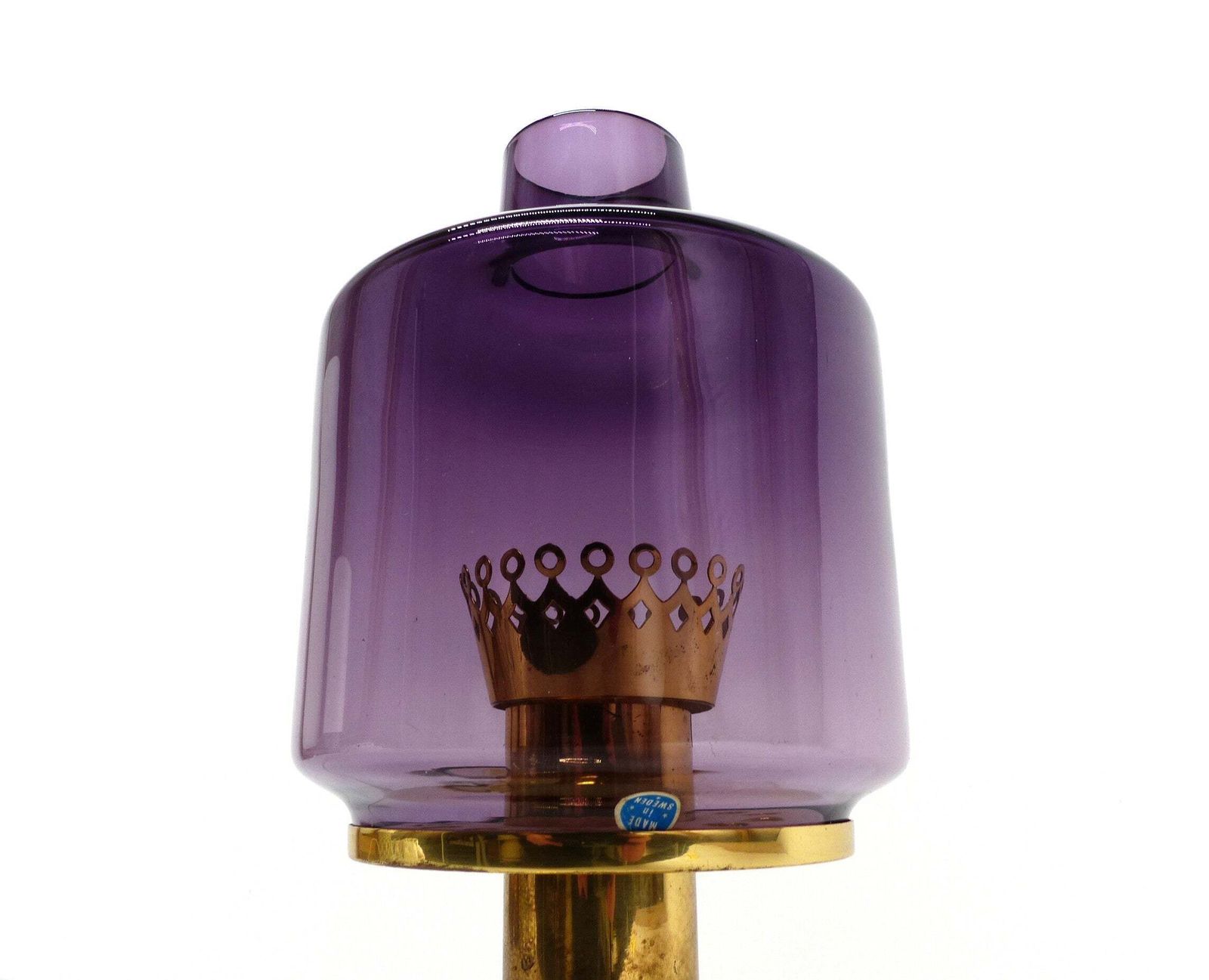 Hans Agne Jakobsson Scandinavian Lamp Brass And Purple Glass B 102 photo Lighting