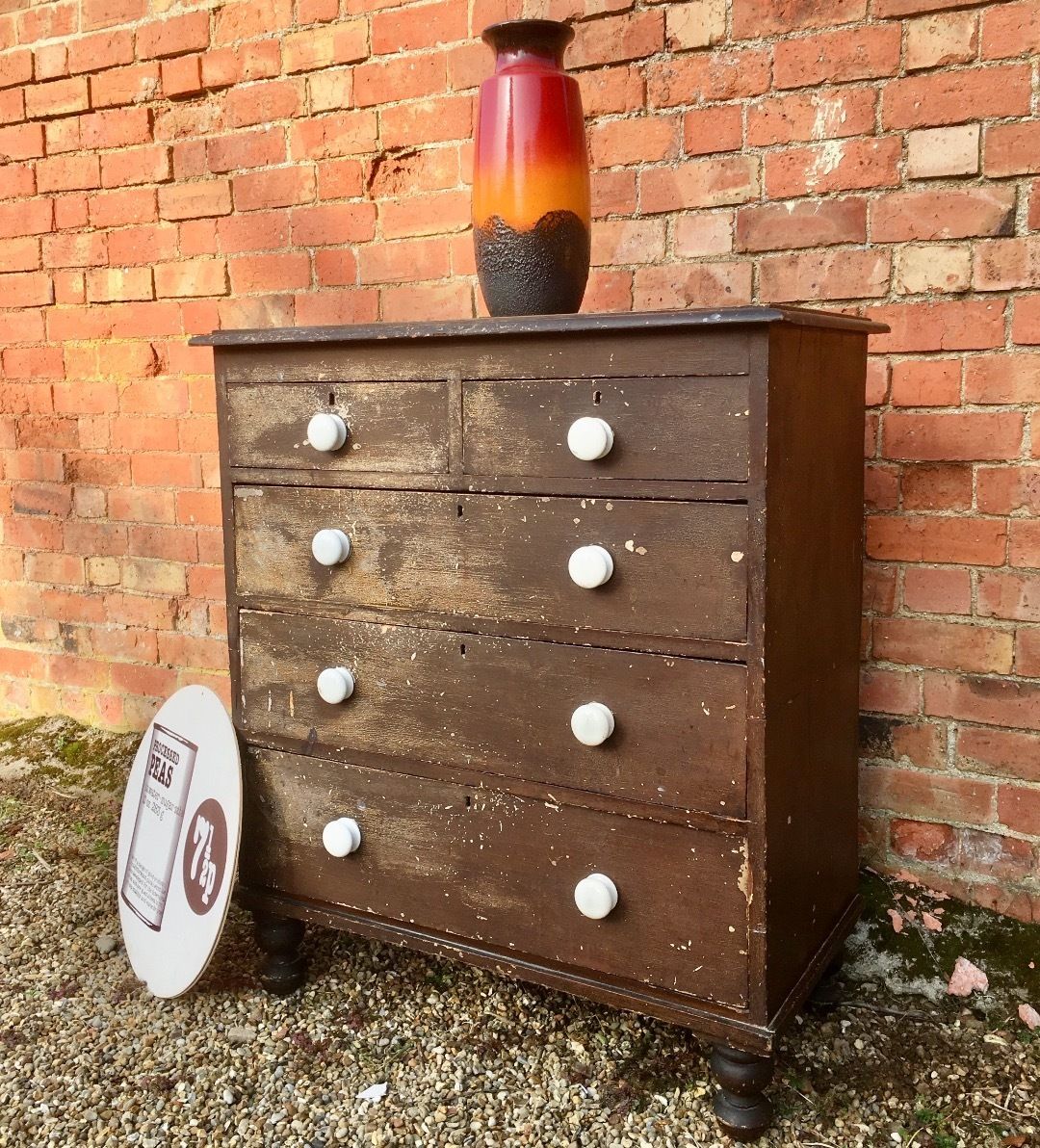 Antique Chest Of Drawers In Original Crackle Glazed Paint photo for sale