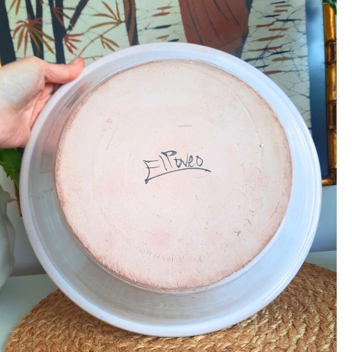Large Spanish Pottery Hand Painted Bird Bowl Lebrillo Made In Murcia, Spain By El Poveo Fruit Bowl photo buy