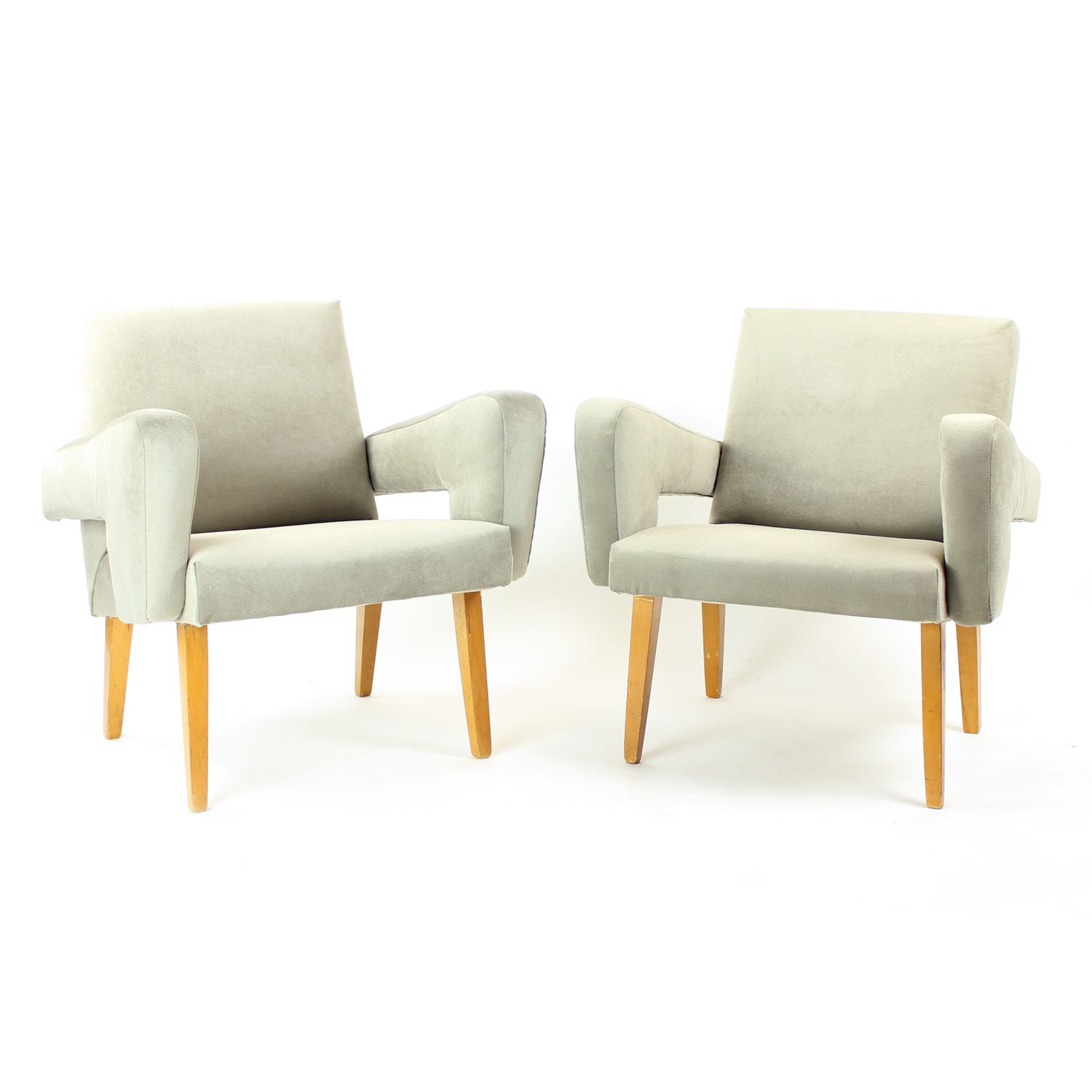 photo furniture Set Of Two Midcentury Armchairs With Stool, Czechoslovakia 1960s