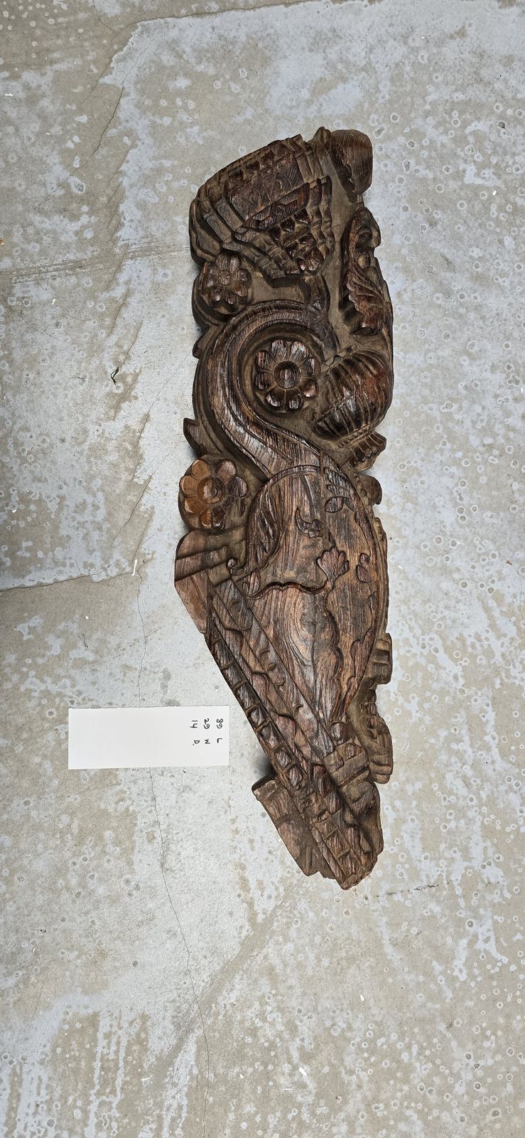 Vintage Indian Teakwood Corbels – Hand Carved Wall Brackets With Floral Motifs (Early 20th Century) photo buy