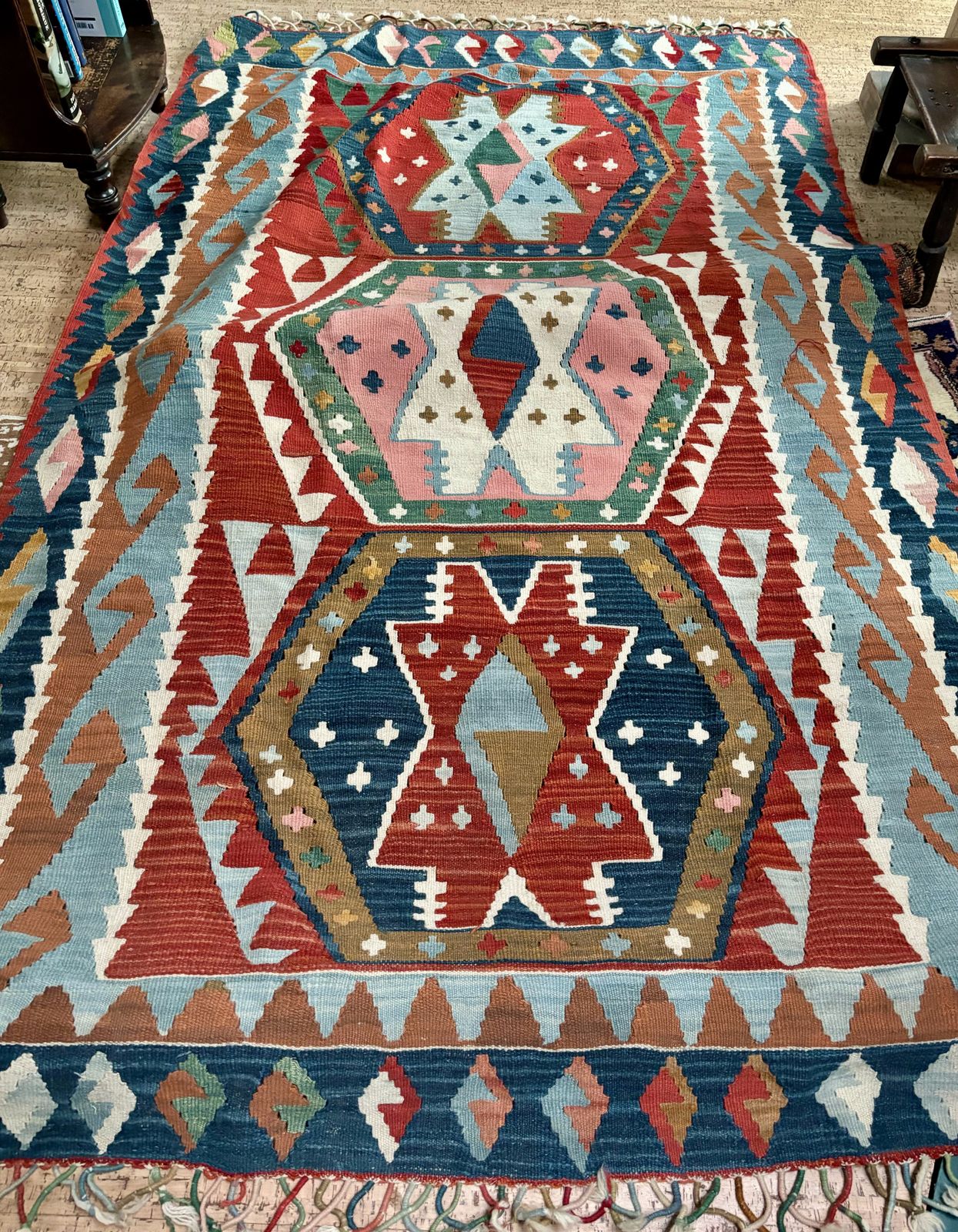 Turkish Hand Woven Tribal Kilim Rug 240x140cm