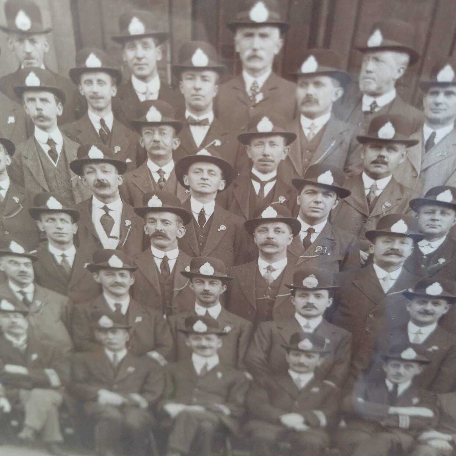Antique Nottingham (Volunteer) Police Photograph From 1917, Ww1 In Black Vintage Glazed Frame   Large Photo Of Nottingham Special Constables photo Art