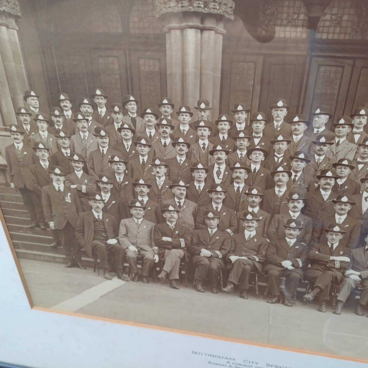 Antique Nottingham (Volunteer) Police Photograph From 1917, Ww1 In Black Vintage Glazed Frame   Large Photo Of Nottingham Special Constables photo buy