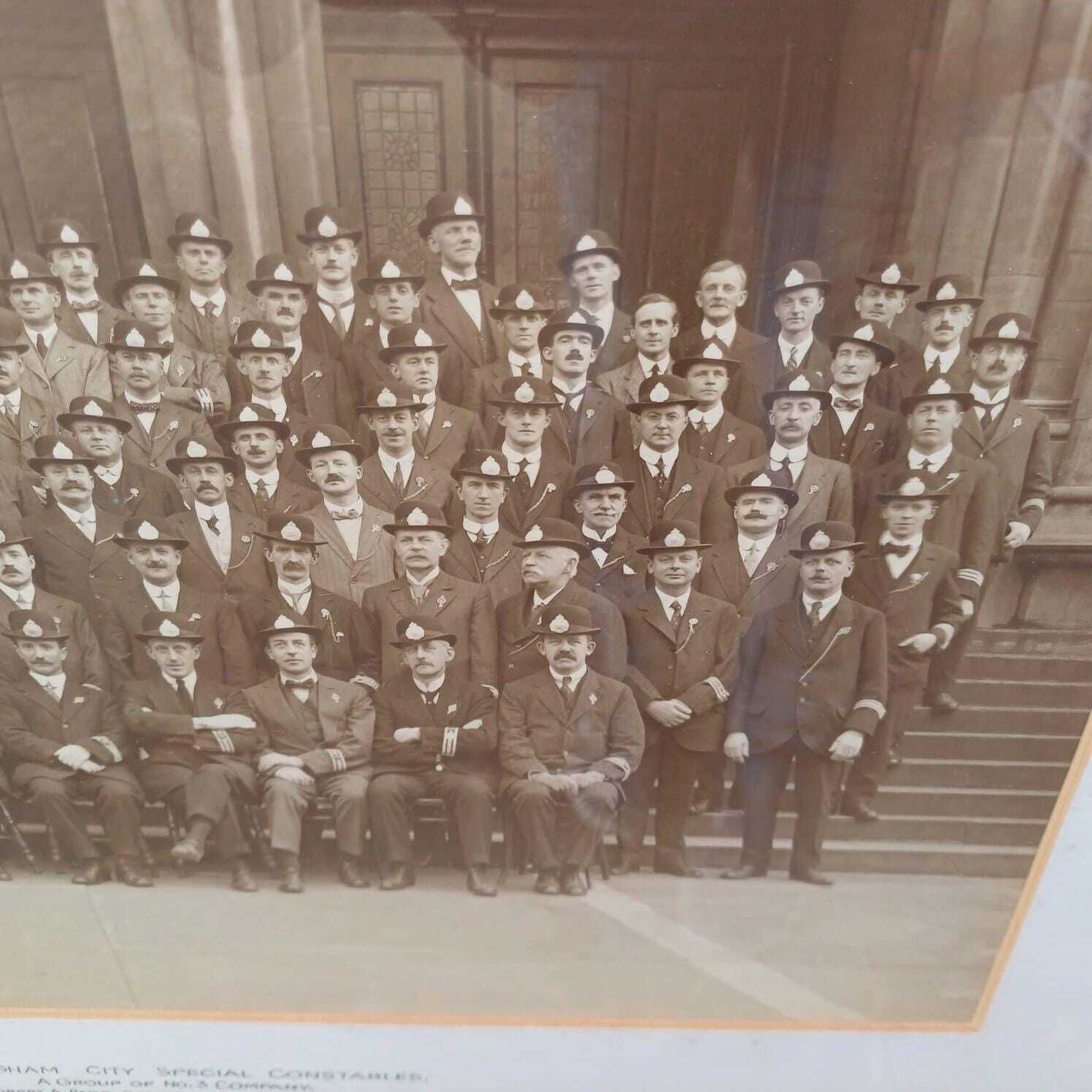 Antique Nottingham (Volunteer) Police Photograph From 1917, Ww1 In Black Vintage Glazed Frame   Large Photo Of Nottingham Special Constables photo vintage