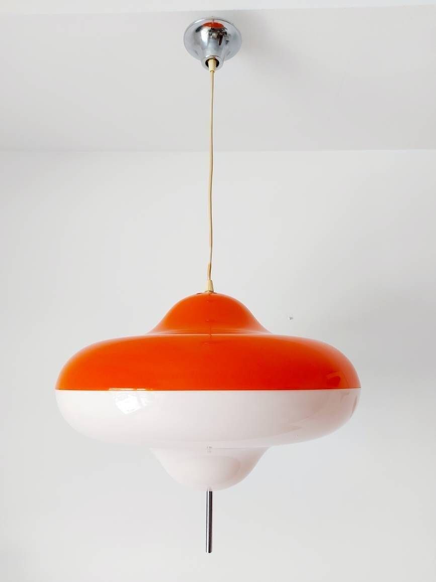 Extra Rare Meblo For Guzzini Pendant Lamp Model Disco, Space Age Lamp Harvey Guzzini, Retro Lamp 70's, Atomic Ceiling Light, Retro Lighting photo Lighting