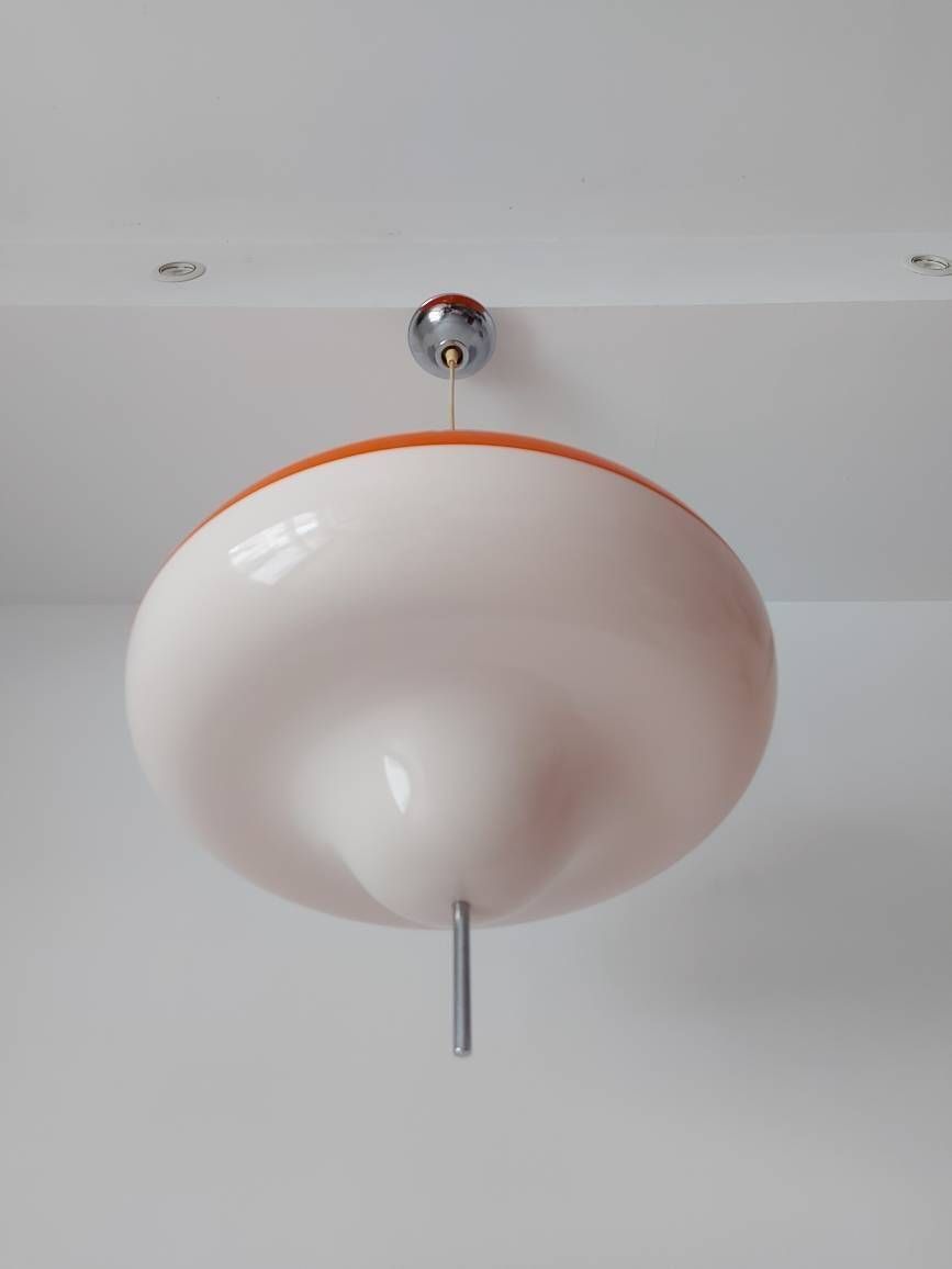 Extra Rare Meblo For Guzzini Pendant Lamp Model Disco, Space Age Lamp Harvey Guzzini, Retro Lamp 70's, Atomic Ceiling Light, Retro Lighting photo 3634.0