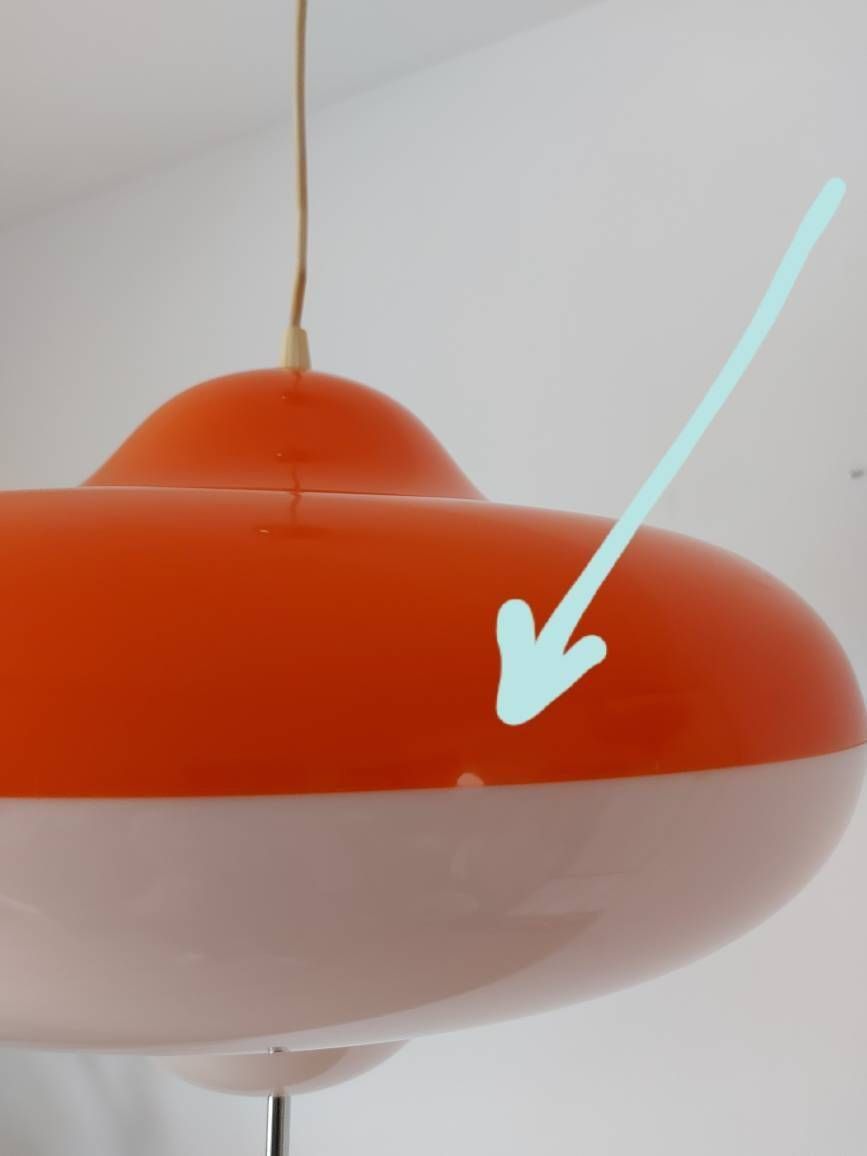 Extra Rare Meblo For Guzzini Pendant Lamp Model Disco, Space Age Lamp Harvey Guzzini, Retro Lamp 70's, Atomic Ceiling Light, Retro Lighting photo buy