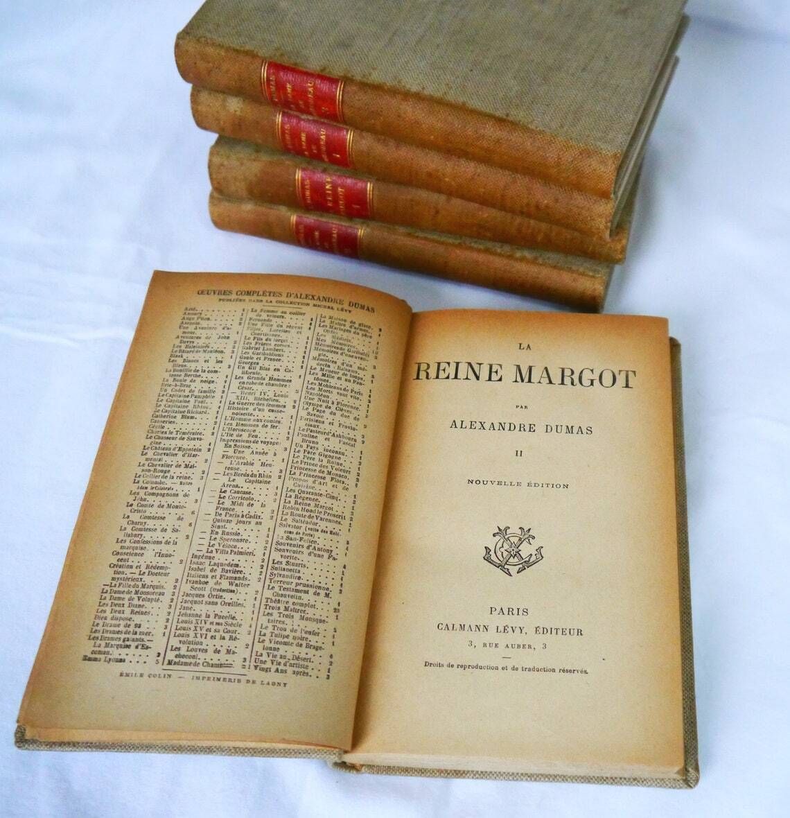 Vintage Set Of 5 French Novels Set Of Alexandre Dumas Books Early 1900's French Novels