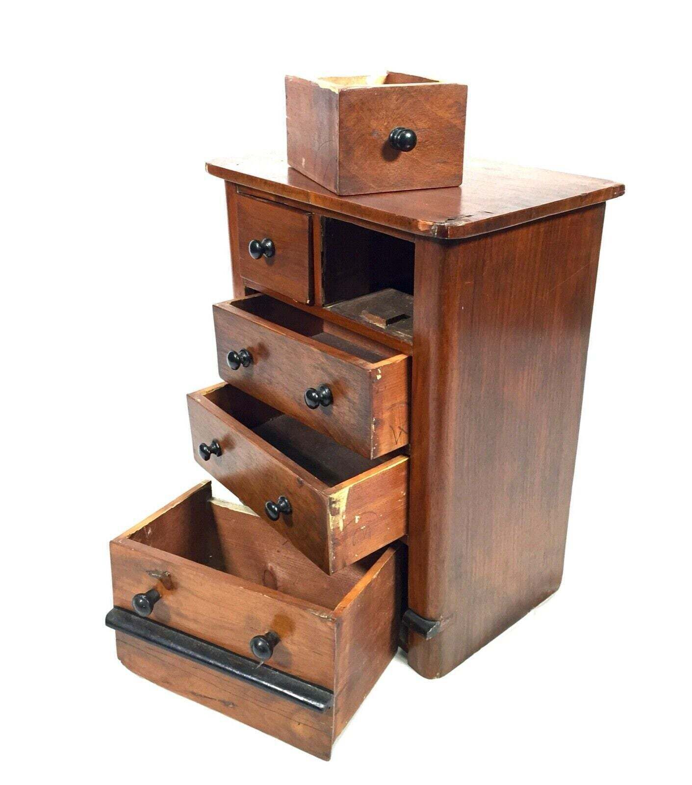 Antique Miniature Tabletop Wooden Chest Of Drawers C.1910 / Apprentice Furniture photo 149.0