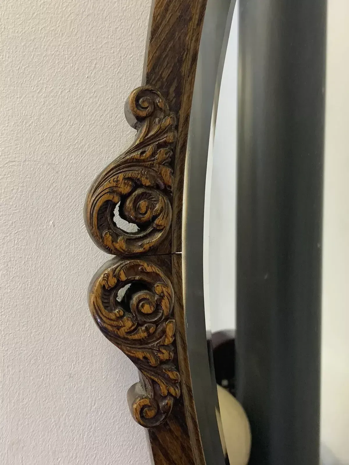 Antique Edwardian Carved English Oak Wall Mirror   76cm By 49cm photo for sale