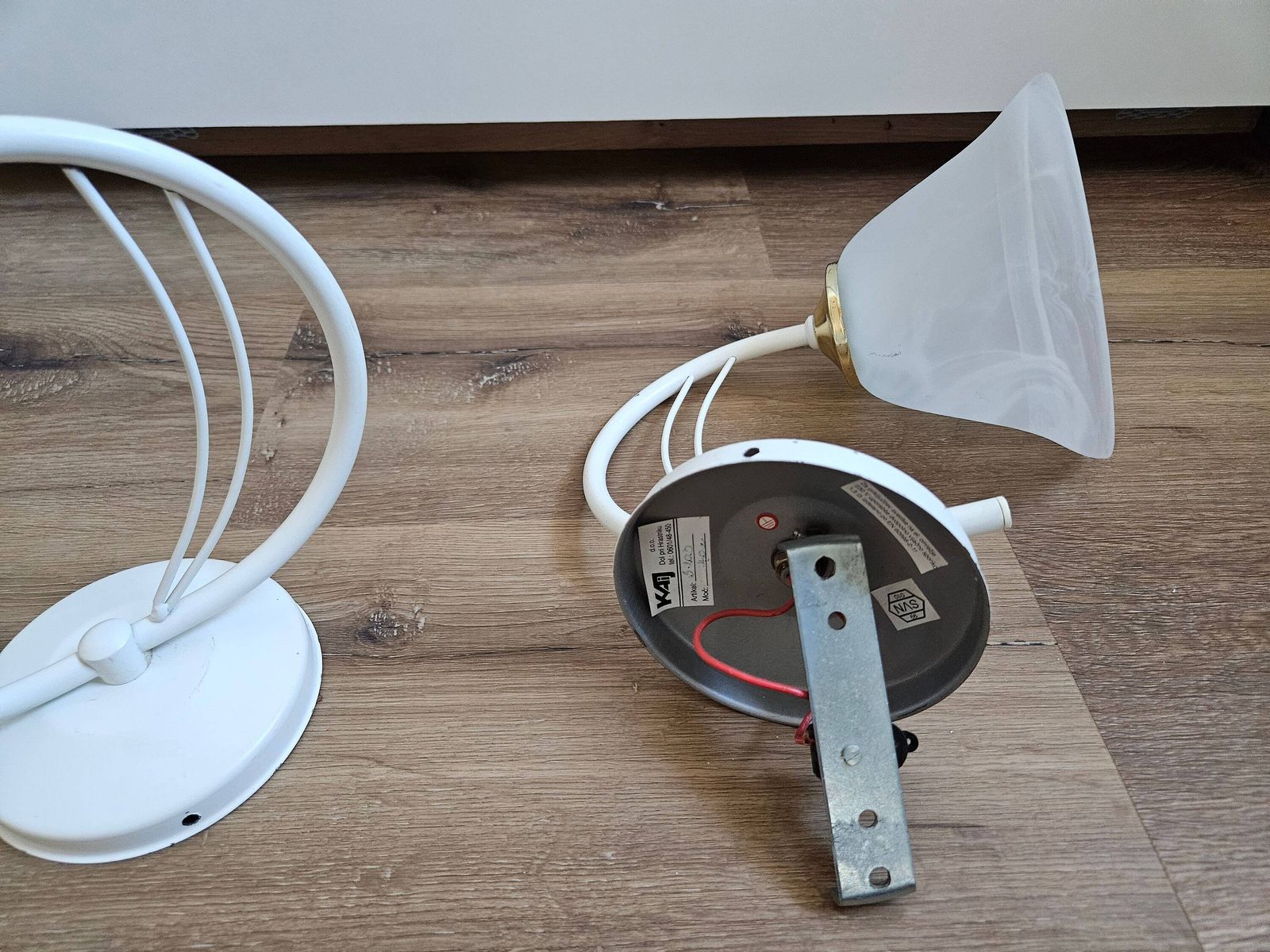 A Pair Of Vintage Wall Lights, Bedside Lights, Wall Lamps, Sconces, White Murano Glass Wall Lamps, White Wall Lights photo vintage