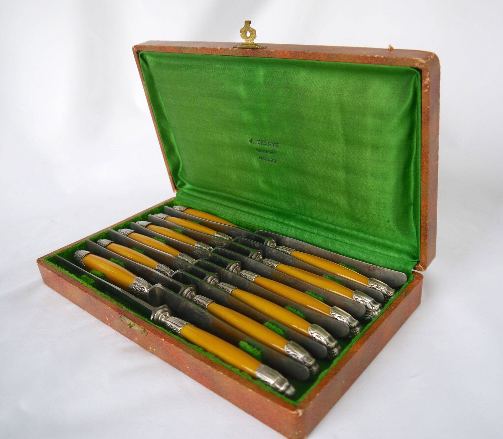 Boxed Set Of 12 Vintage Steel Table Knives, French Steel Bladed Knives, Antique Table Knives, 12 Knives, Vintage Cutlery