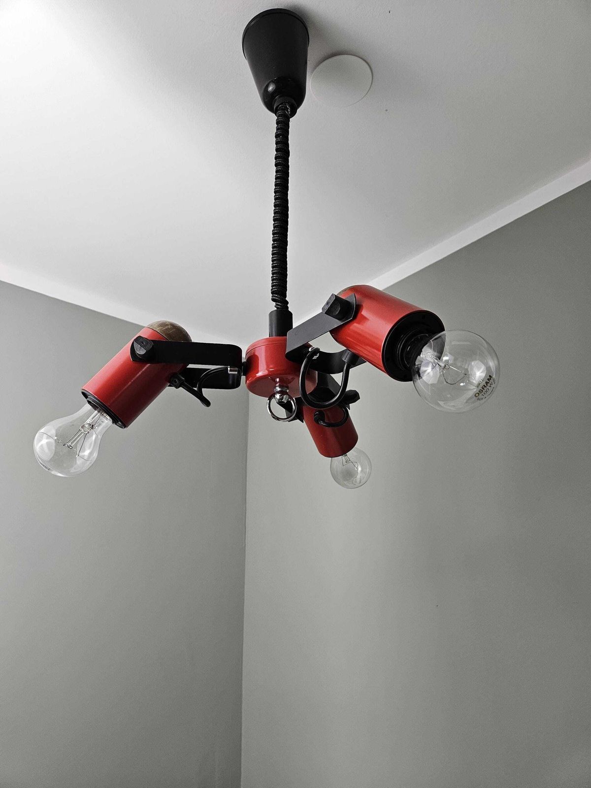 Retro Pendant Light, Adjustable Lamp, Vintage Hanging Light, Red Spot Light, 80s, Ceiling Light, Retro Lamp, Spotlights