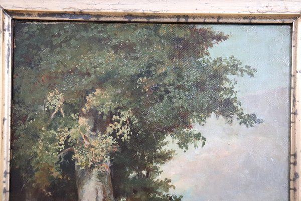 Forest Landscape, Oil Painting On Canvas, Late 19th Century, Framed photo 2637.0