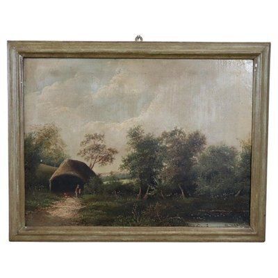 English Landscape, Oil Painting On Canvas, Late 19th Century, Framed