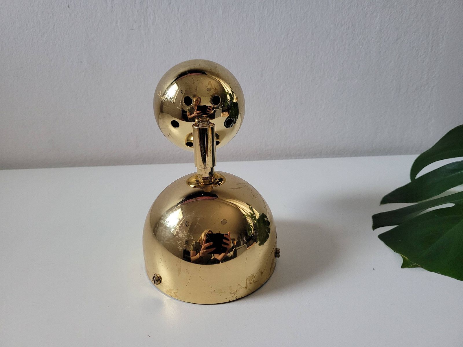 Vintage Eye Ball Lamp, Retro Wall Lamp, Brass Lamp, Golden Wall Light, 80's Lamps, Bedside Light, Holywood Regency Style, Spotlight photo buy