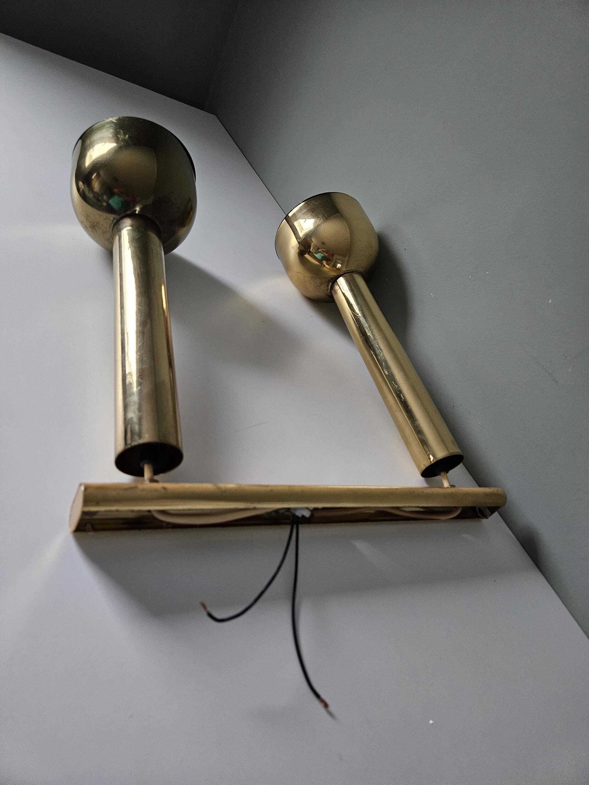 Set Of 2 Vintage Gold Pendant Light, Mid Centuryy Modern, Retro Light, Eye Ball Lamps, Eyeball, 70's Yugoslavia, Ceiling Lamp, Hanging Lamp photo furniture
