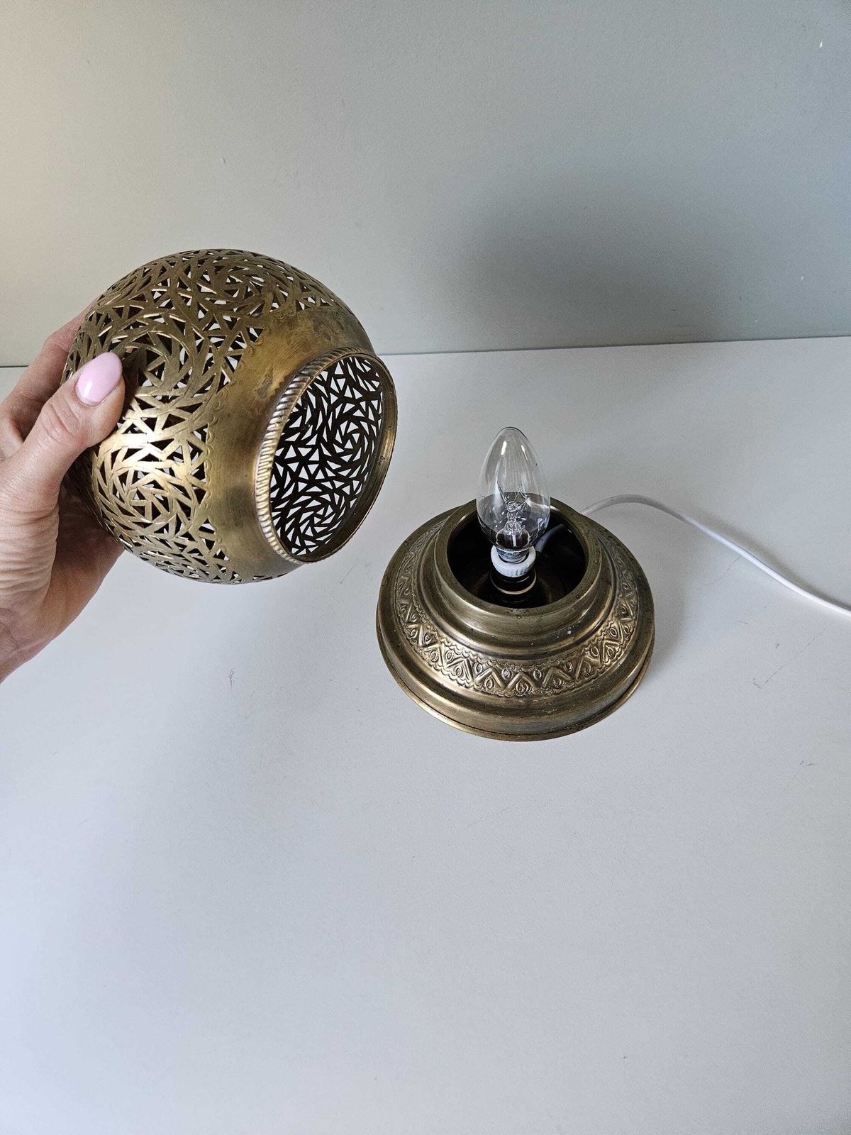 Vintage Table Lamp, Bedside Lamp, Brass Lamp, Desk Lamp, Nightstand Light, Night Light, Romantic Lamp, Golden Lamp, Magic Ball photo 94.0