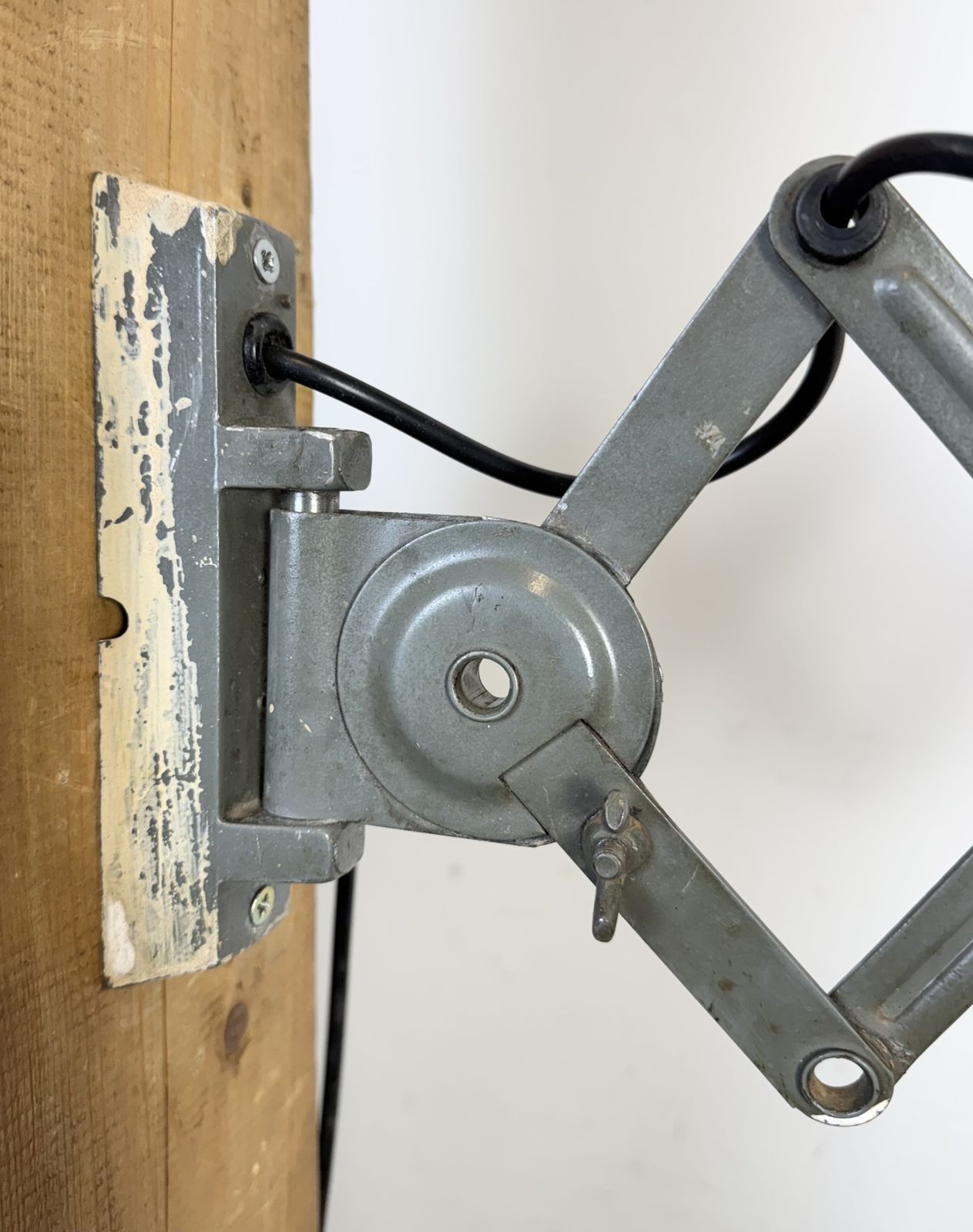 Industrial Black Enamel Scissor Wall Lamp, 1950s, 2x photo Lighting