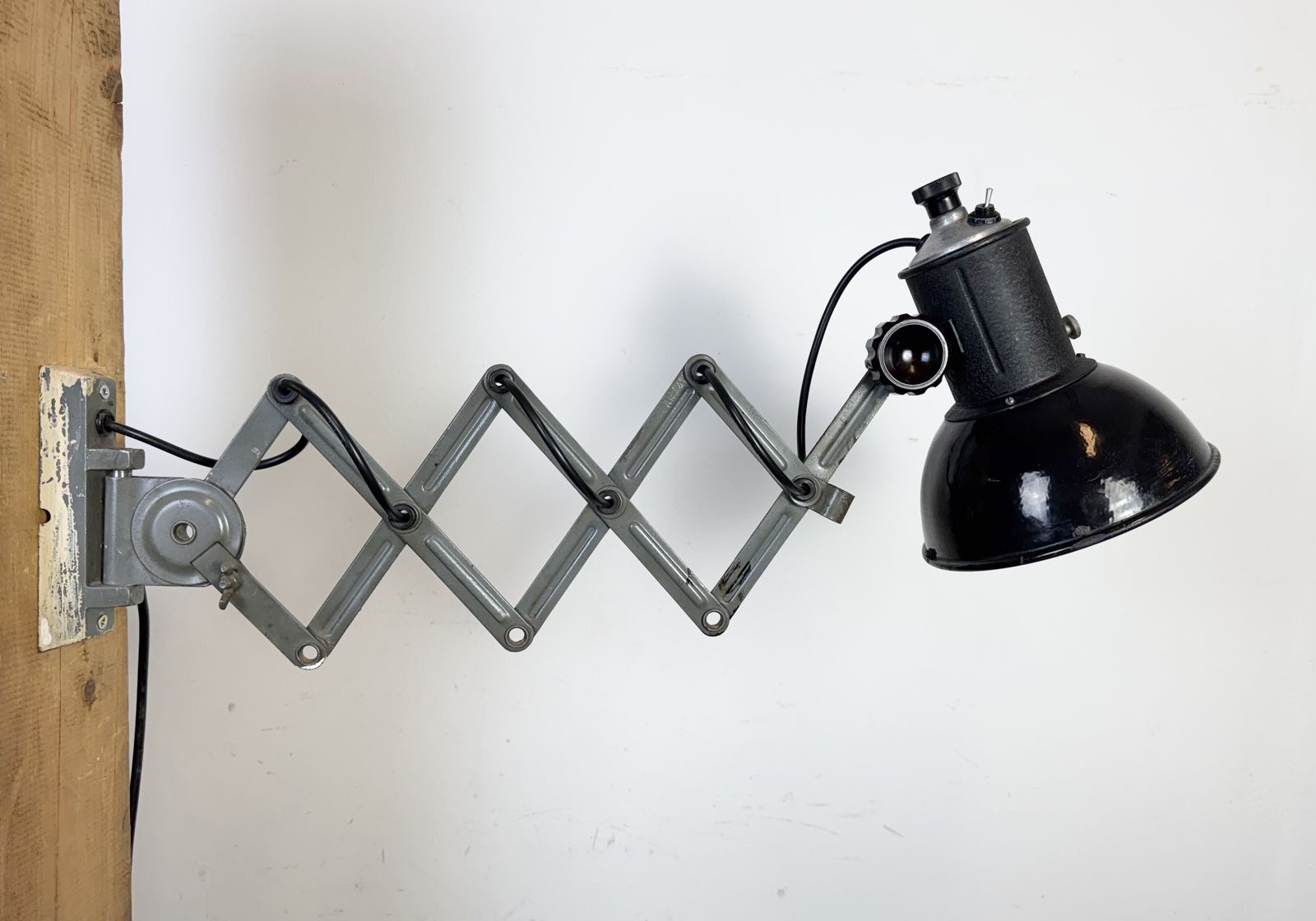 photo buy Industrial Black Enamel Scissor Wall Lamp, 1950s, 2x