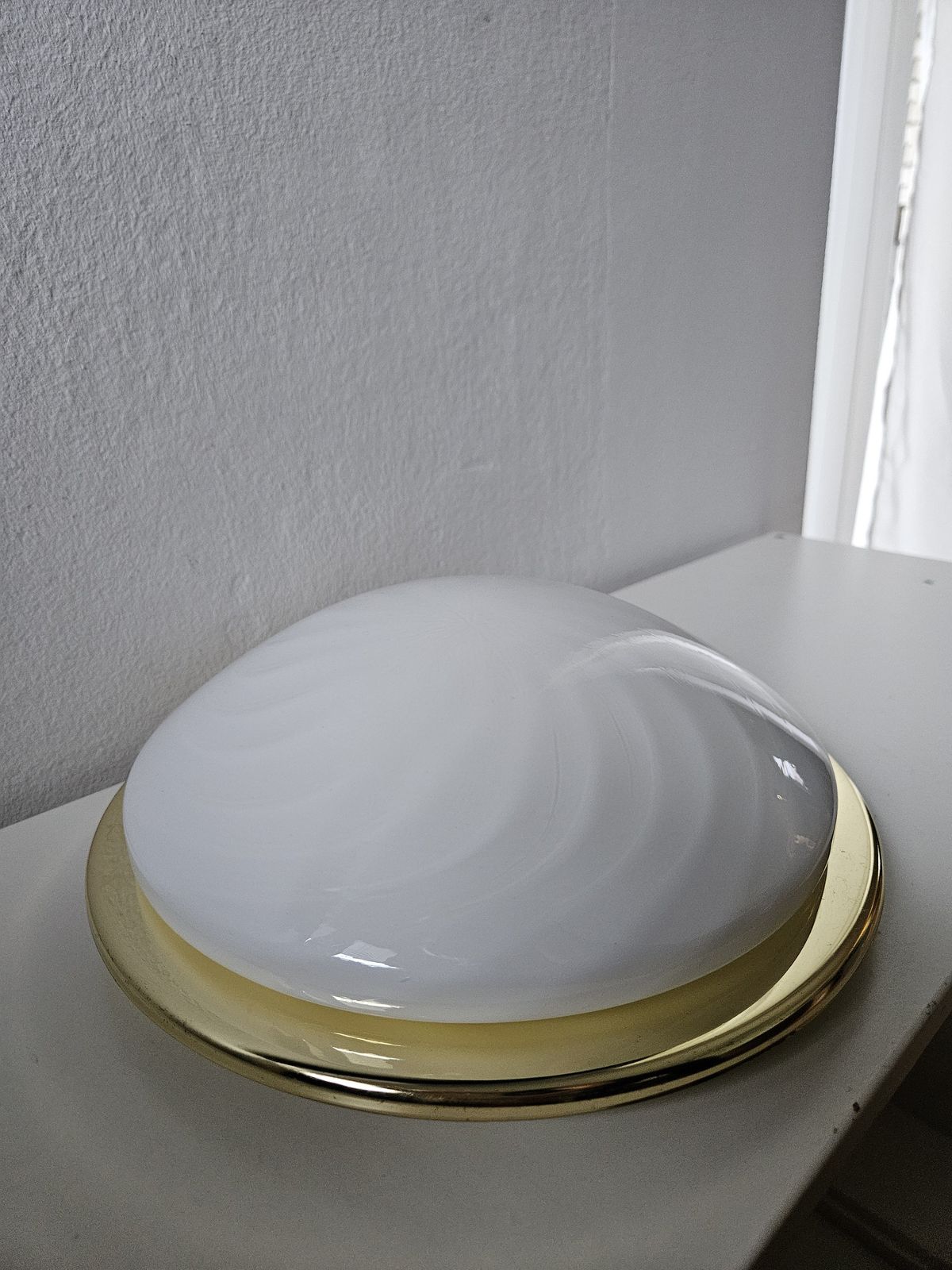 Large Vintage Glass Flush Mount Ceiling Light, Swirl Murano Glass Wall Lamp, Spiral Murano Glass Ceiling Lamp, Swirl Lamp, 80's, Brass Lamp photo Lighting