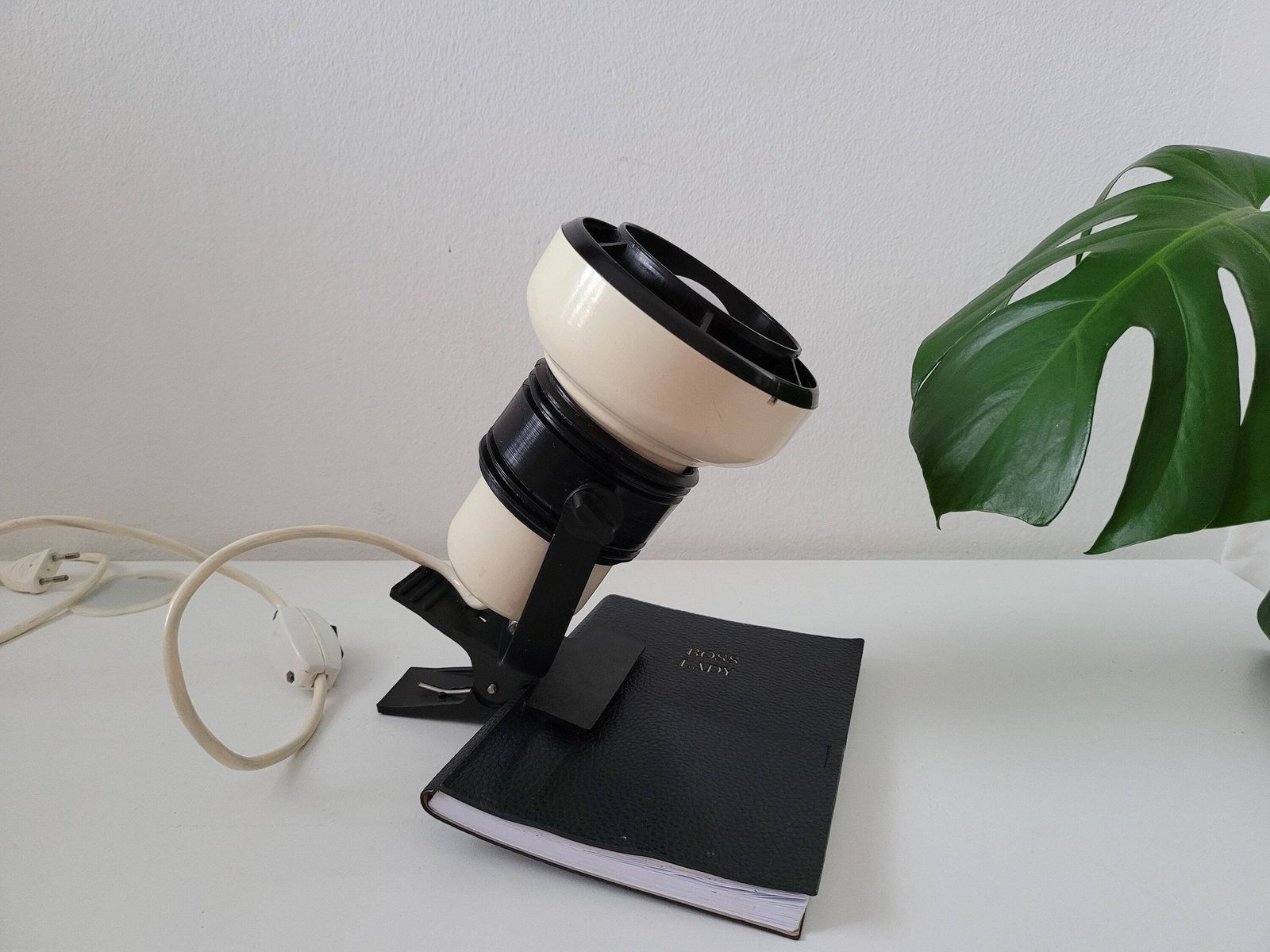 Vintage Table Lamp, Clip Lamp, Spotlight, Task Lamp, Bedside Lamps, Vintage Sconce, Black And White Lamp, Retro Spotlamp, 70's, Retro Lamp photo for sale