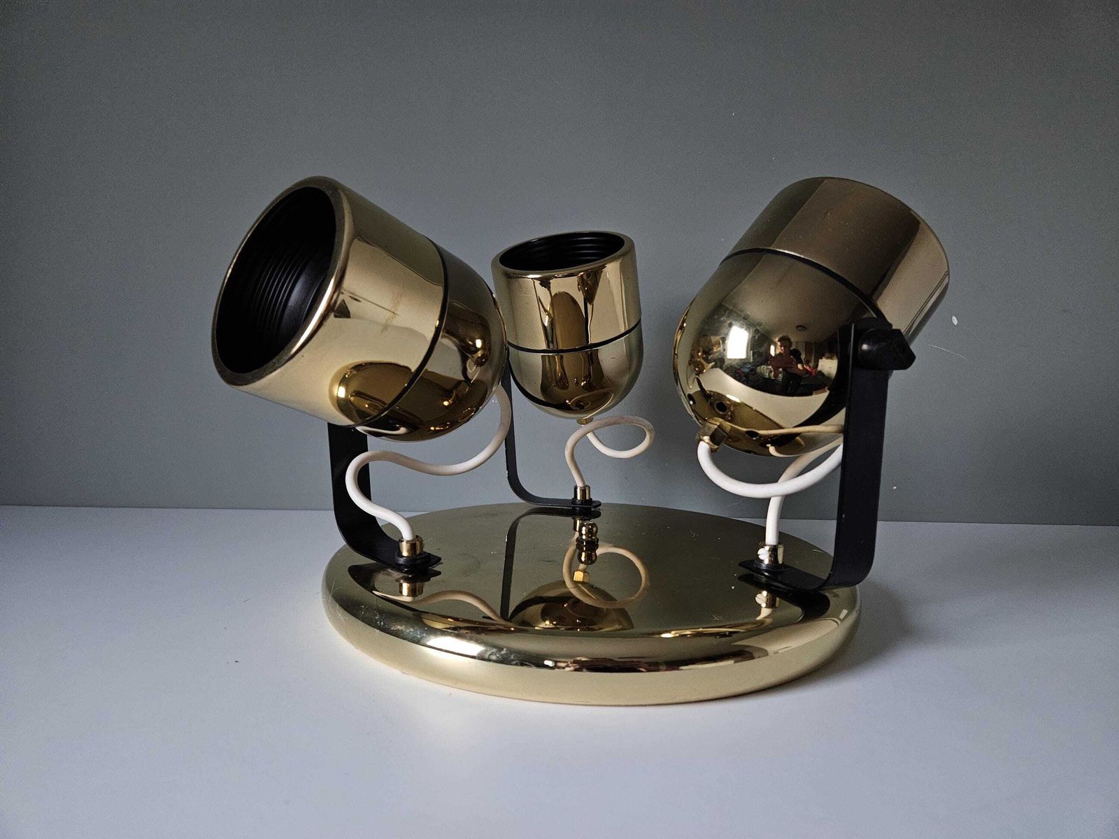 Mid Century Modern / Vintage Chrome Flush Mount Ceiling Lights / Yugoslavia 70's / Golden Light Fixture / Spotlights / Spot Lights photo furniture