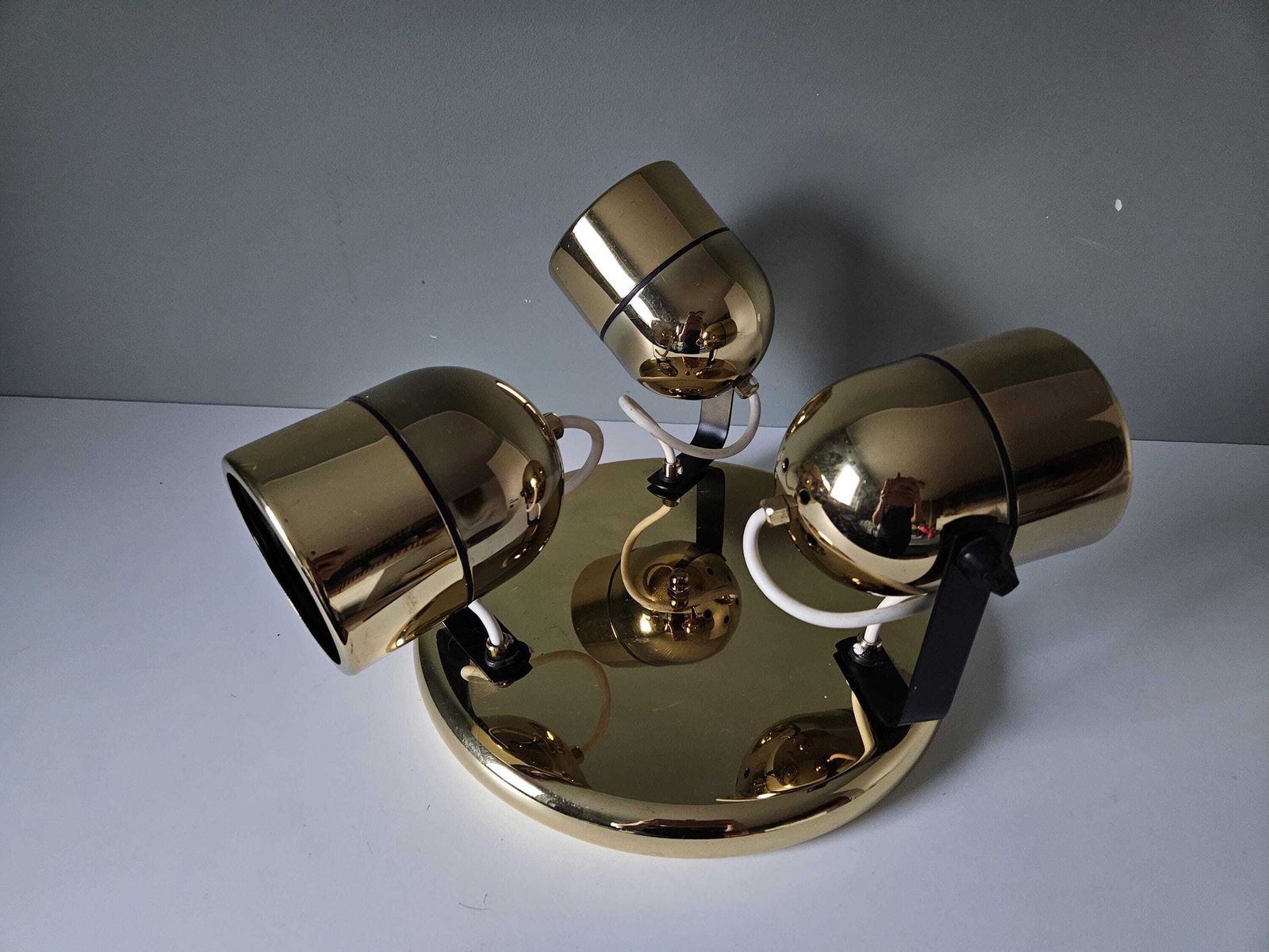 Mid Century Modern / Vintage Chrome Flush Mount Ceiling Lights / Yugoslavia 70's / Golden Light Fixture / Spotlights / Spot Lights photo vintage