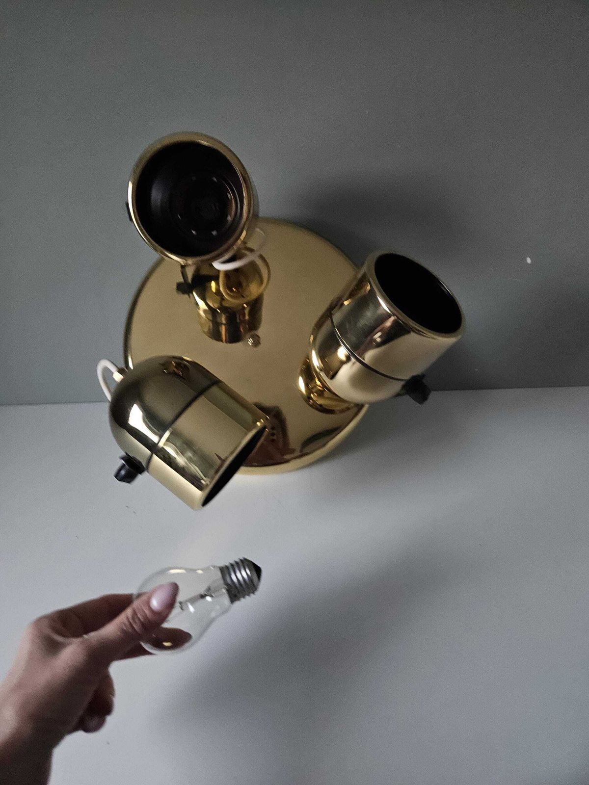 photo for sale Mid Century Modern / Vintage Chrome Flush Mount Ceiling Lights / Yugoslavia 70's / Golden Light Fixture / Spotlights / Spot Lights