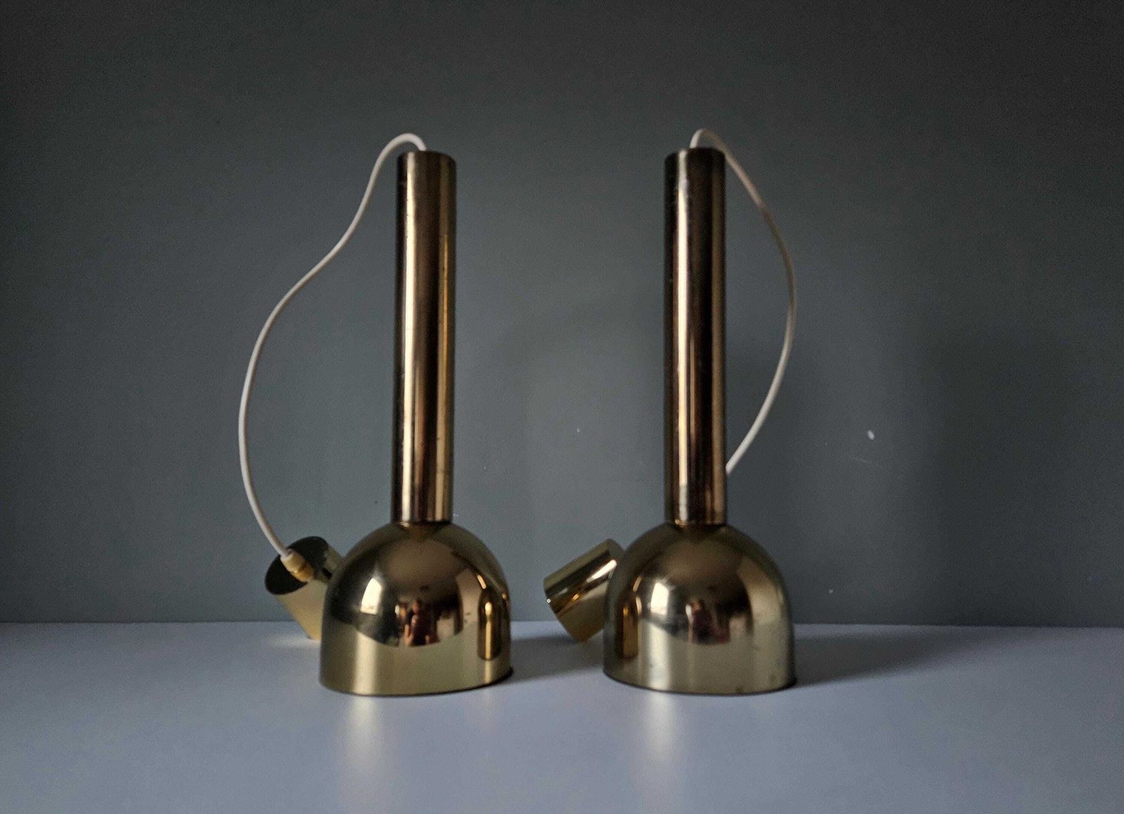 Set Of 2 Mid Century Modern Pendant Light, Chrome Lamp, Golden Lamaps, Meblo Guzzini Style, Cascade Lights, Kitchen Island Lighting