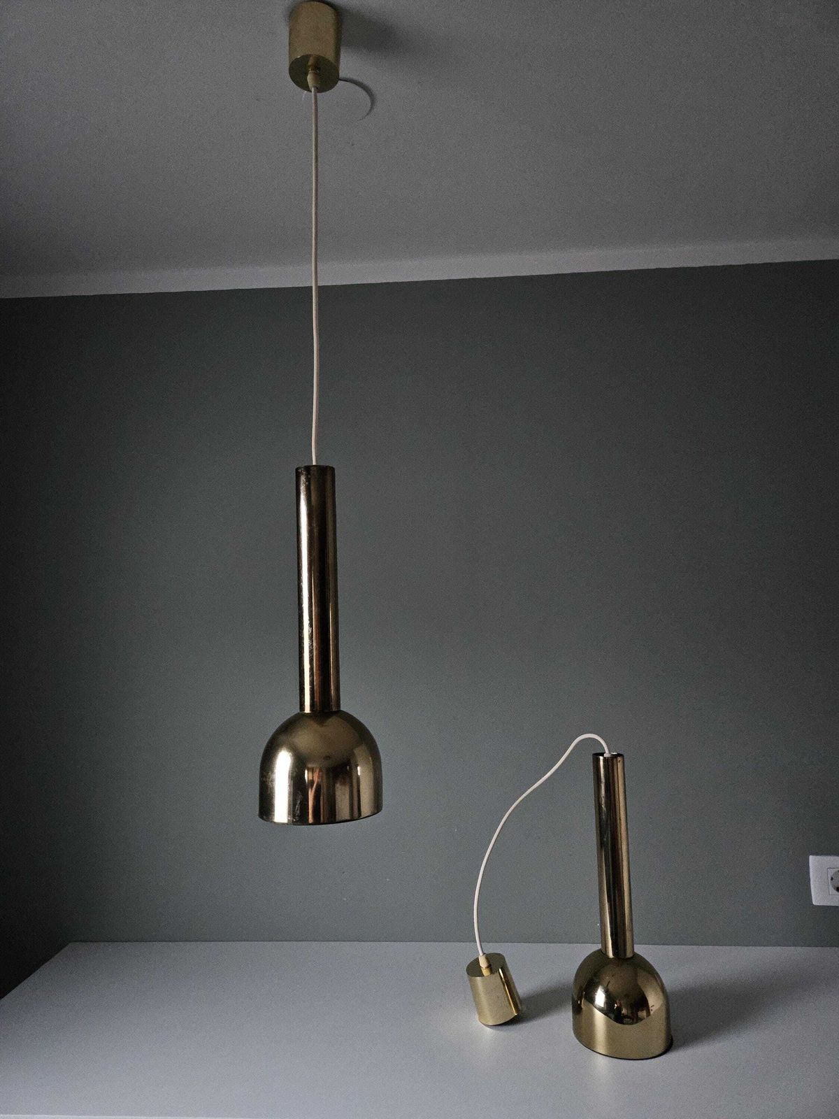 Set Of 2 Mid Century Modern Pendant Light, Chrome Lamp, Golden Lamaps, Meblo Guzzini Style, Cascade Lights, Kitchen Island Lighting photo Lighting