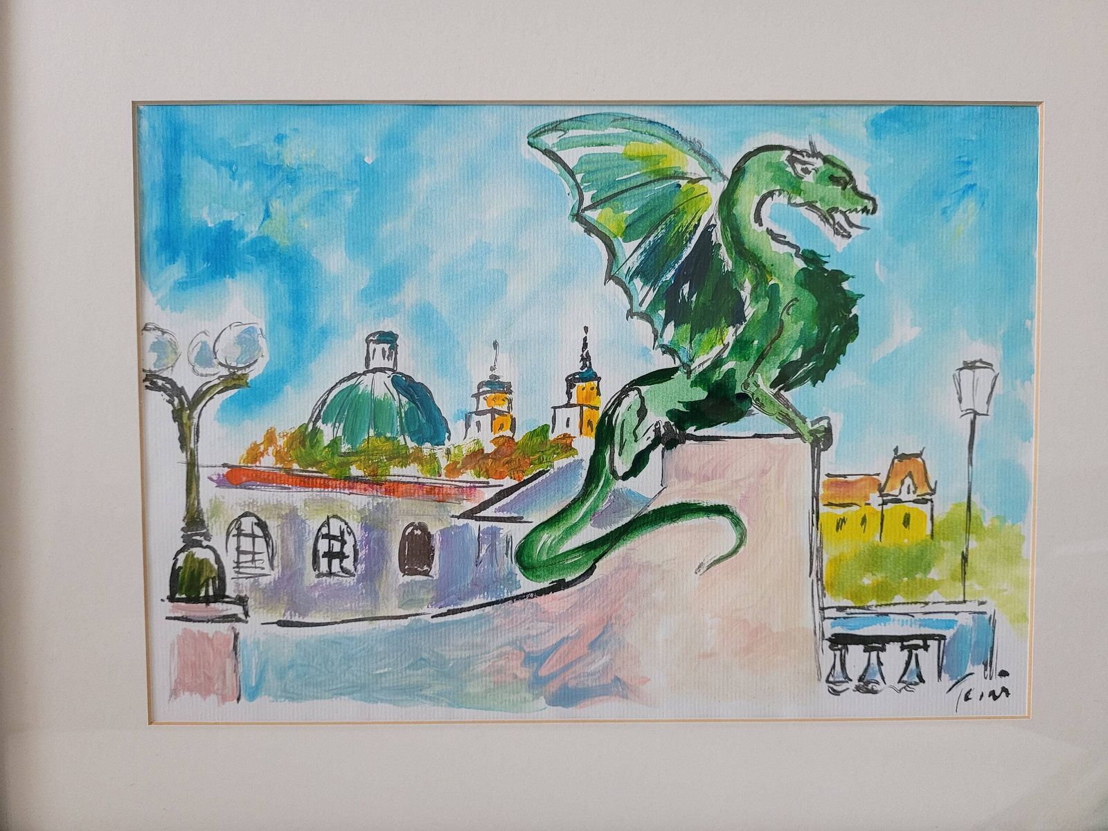 Painting Ljubljana Dragon Bridge By Academic Painter Pavol Tesar photo 405.0