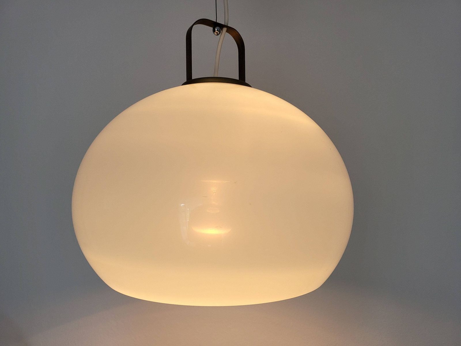Vintage Pendant Light Guzzini Zurigo, Space Age Ceiling Light, Lucerna Pendant Lamp, Plastic White Lamp, Meblo 70's Italian Design, Mcm photo for sale