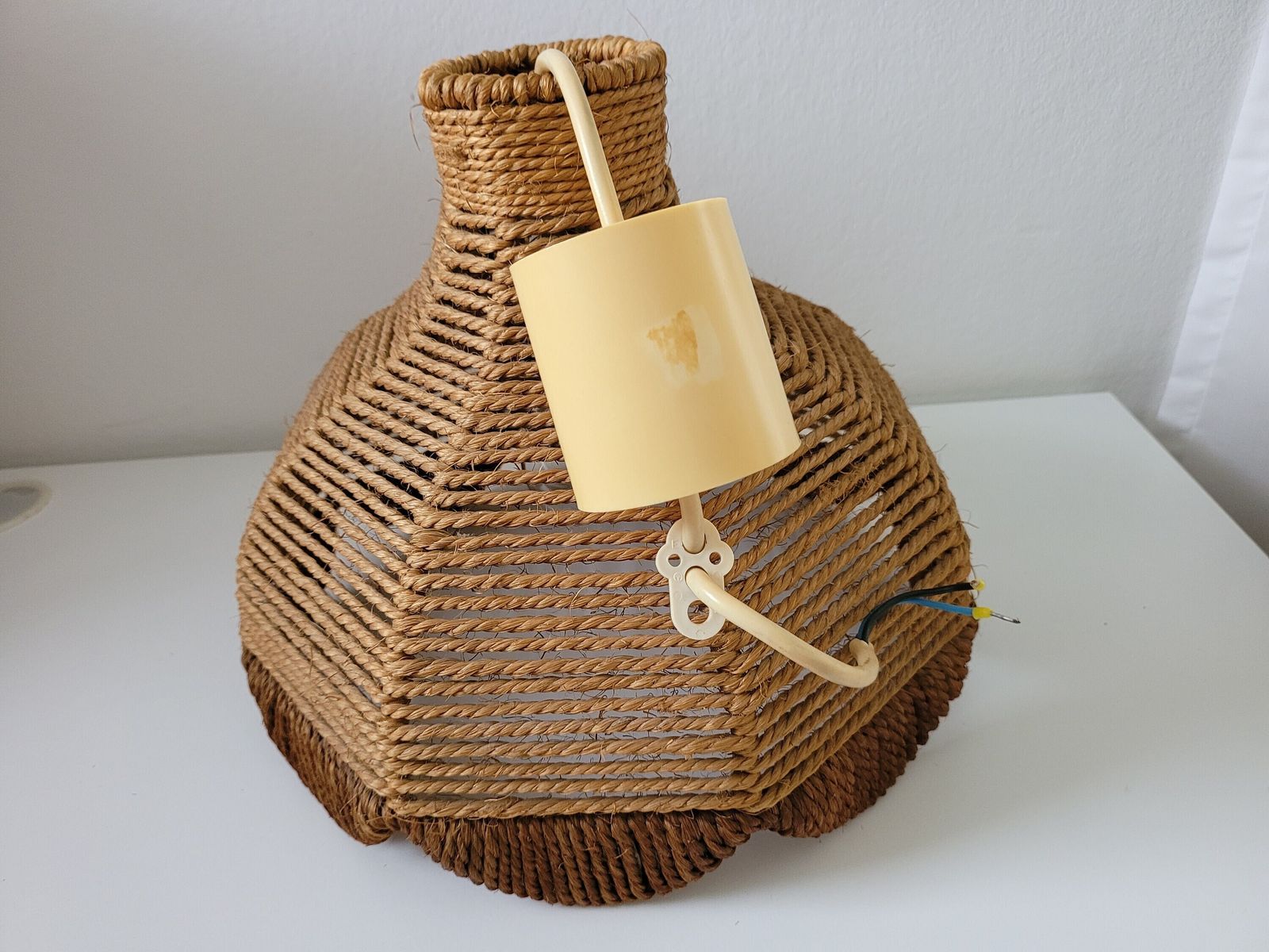 photo for sale Vintage Pendant Lamp, Bohemian Wicker Lamp, Mid Century Modern, Boho Ceiling Light, 70s, Retro Hanging Light, Rustic Lamp, Rope Lamp, String