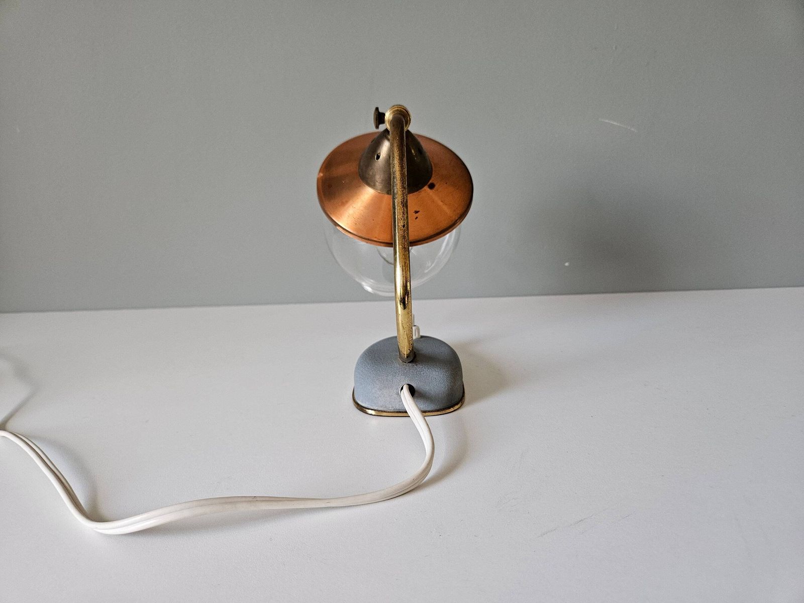 Vintage Bedside Lamp, Table Lamp, Art Deco Lamp, Copper Glass Sconce Lamp, Night Light, Nightstand Lamp, 50's Lamp, Antique Lamp, Old Lamp photo Lighting