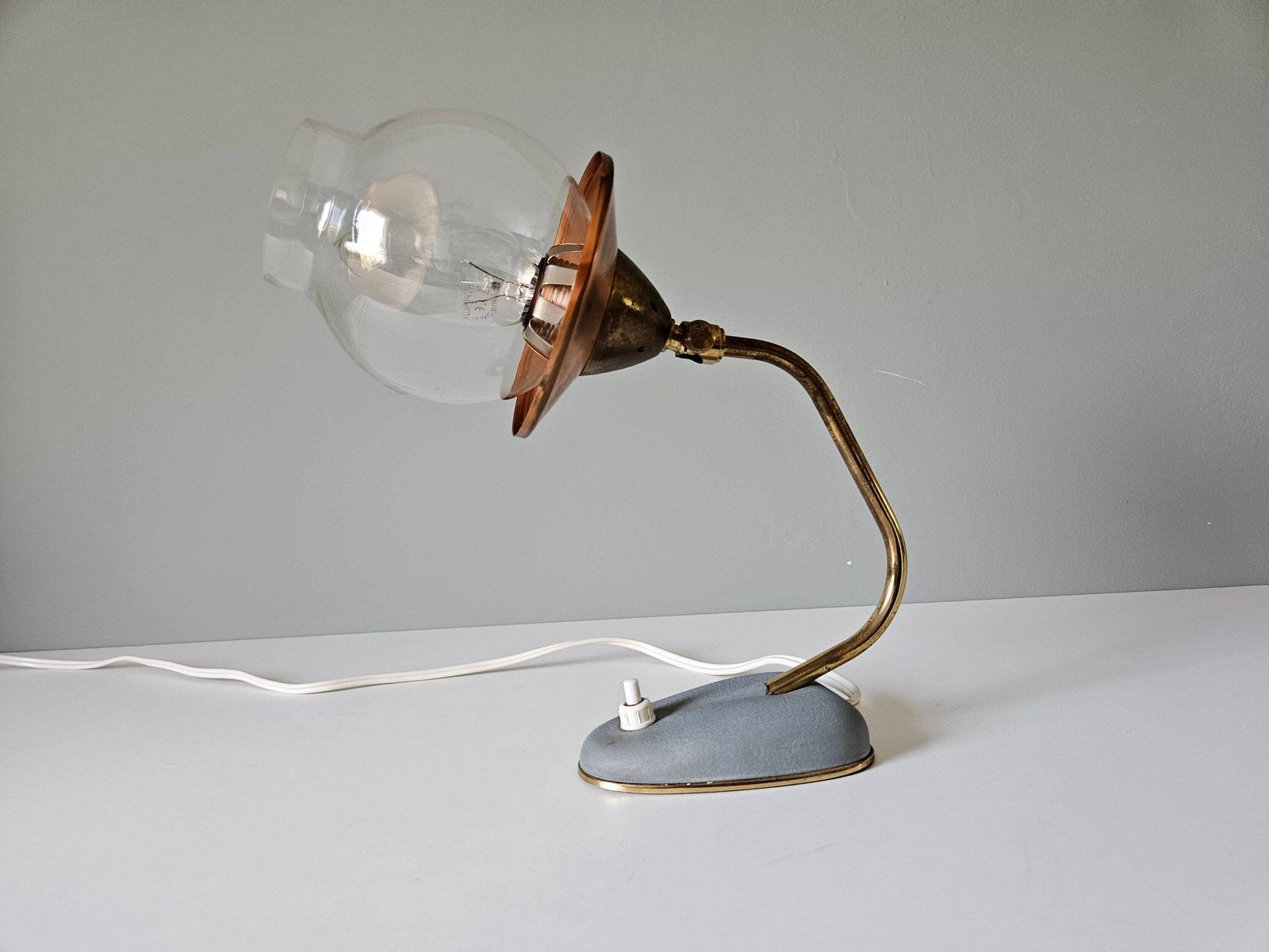 Vintage Bedside Lamp, Table Lamp, Art Deco Lamp, Copper Glass Sconce Lamp, Night Light, Nightstand Lamp, 50's Lamp, Antique Lamp, Old Lamp photo buy