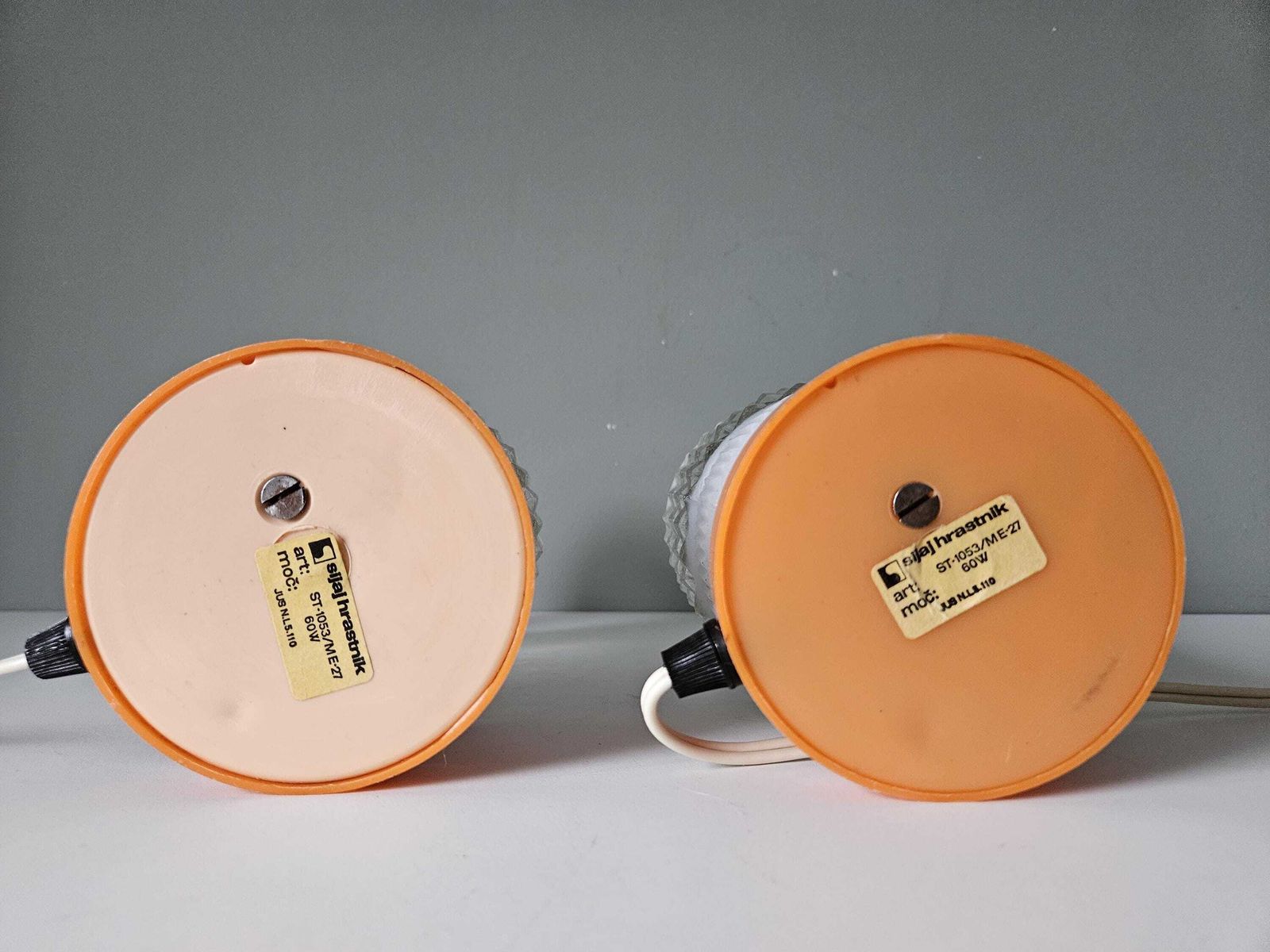 Pair Of Vintage Table Lamps / Mid Century Modern Lamps / 70's Desk Lamps / Bedside Lights / Nightstand Lights / Orange Space Age Lamps photo 204.0