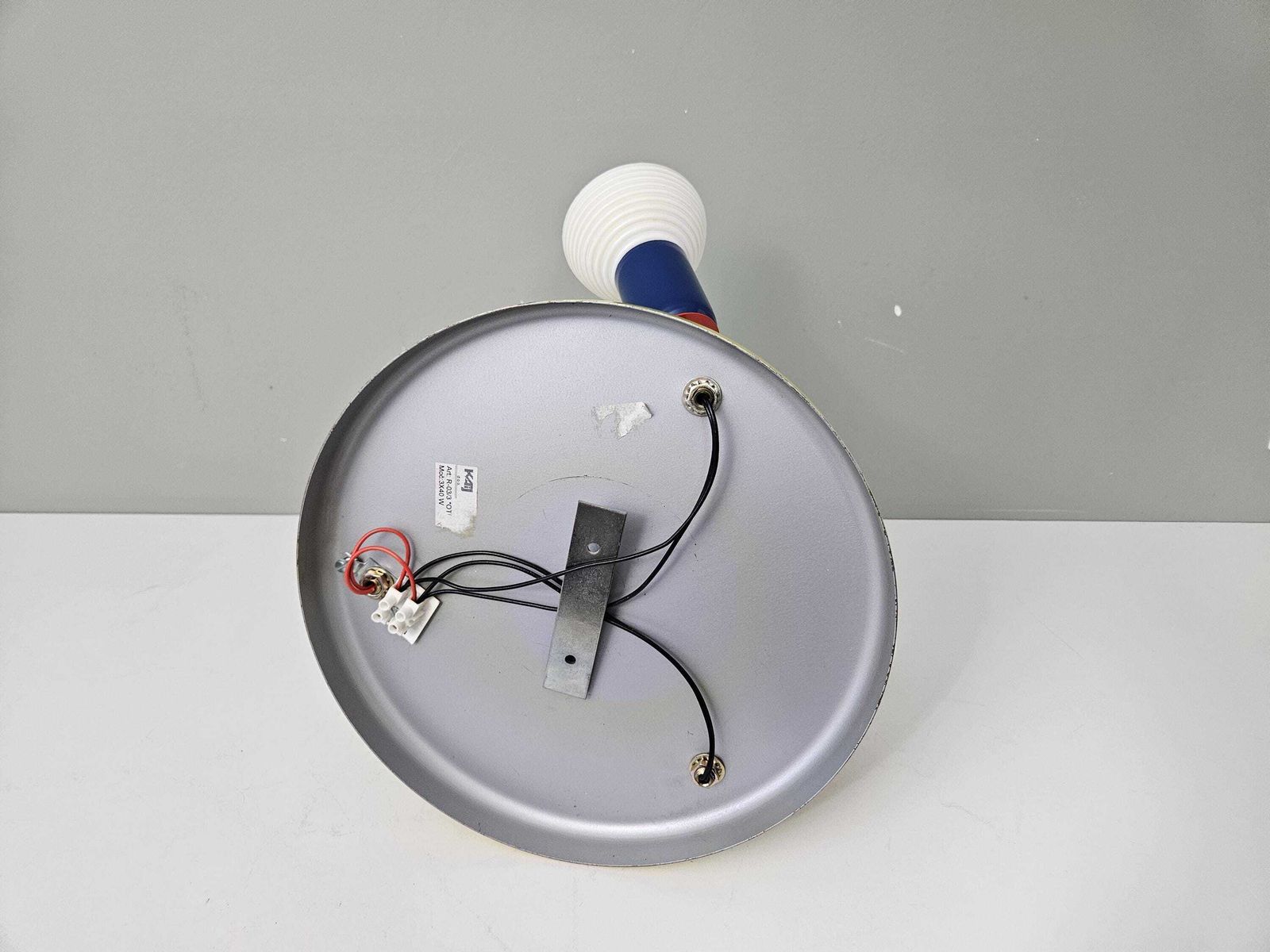 Vintage Flush Mount Ceiling Light In Memphis Style, Red Green Blue And Yellow Lamp, Funky Ceiling Lamp, Pop Of Color, Memphis Lamp, 80's Yu photo vinterior