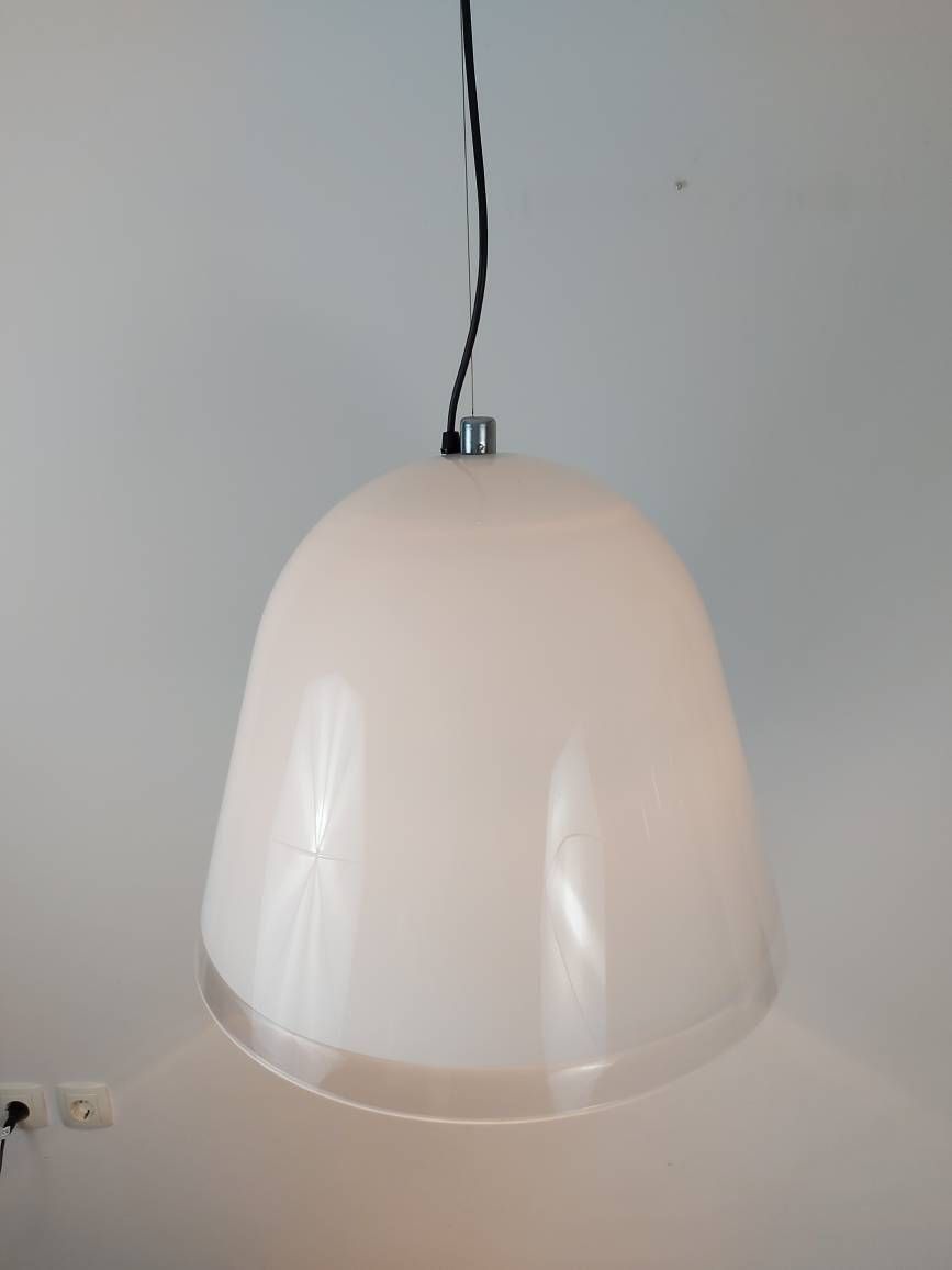 Vintage Xl 18" Guzzini Pendant Light, Kuala By Franco Bresciani For Iguzzini, Space Age Lamp, Meblo For Guzzini, White Mushroom Ceiling Lamp photo buy