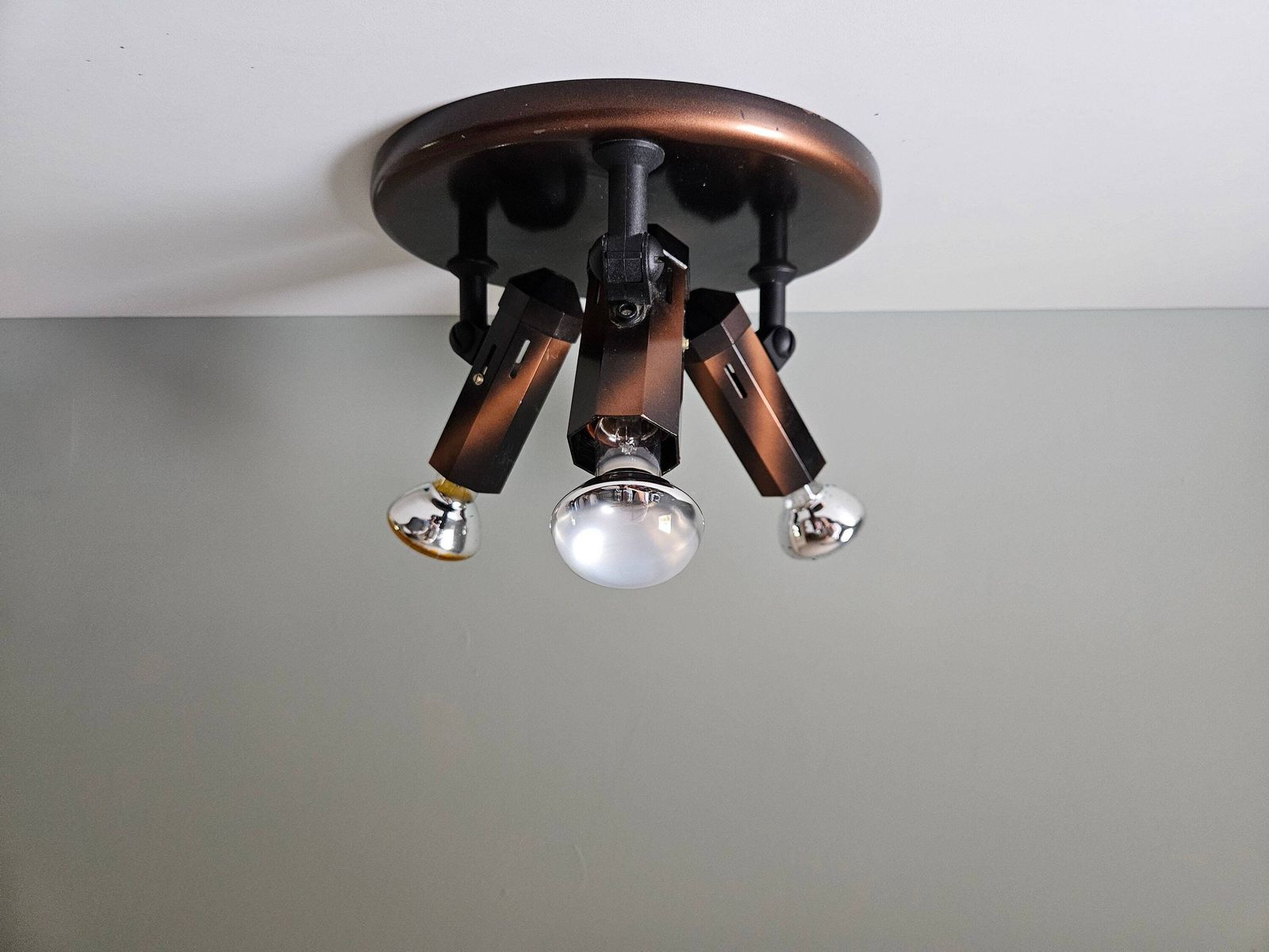 Vintage Lamp, Flush Mount Ceiling Light, Copper Lamp, 80's Lamps, Bronze Lamp, Retro Spotlight, Spot Light, Brown Lamp, Retro Light Fixture