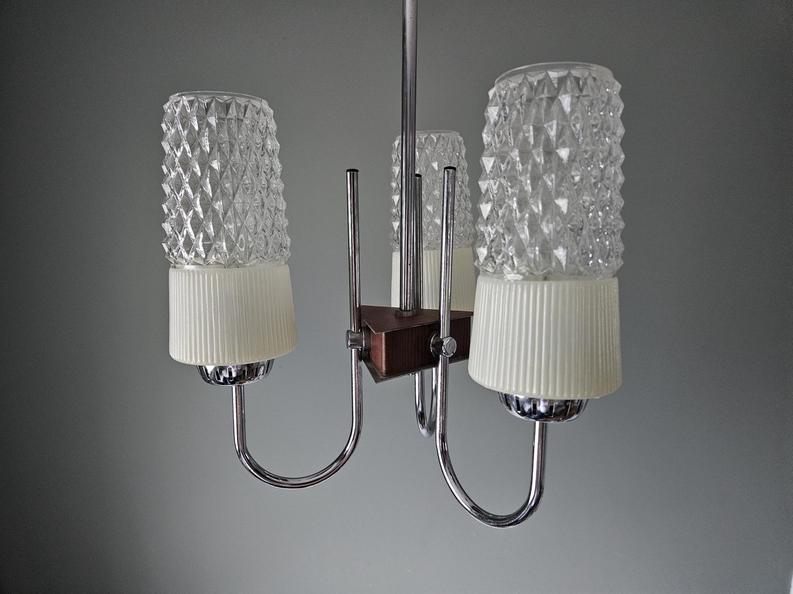 Vintage Chandelier, White Crystal Pendant Light From 60's, Mid Century Modern Ceiling Lamp, Yugoslavia, Vintage Light, Mcm, Preloved Lamp photo Lighting