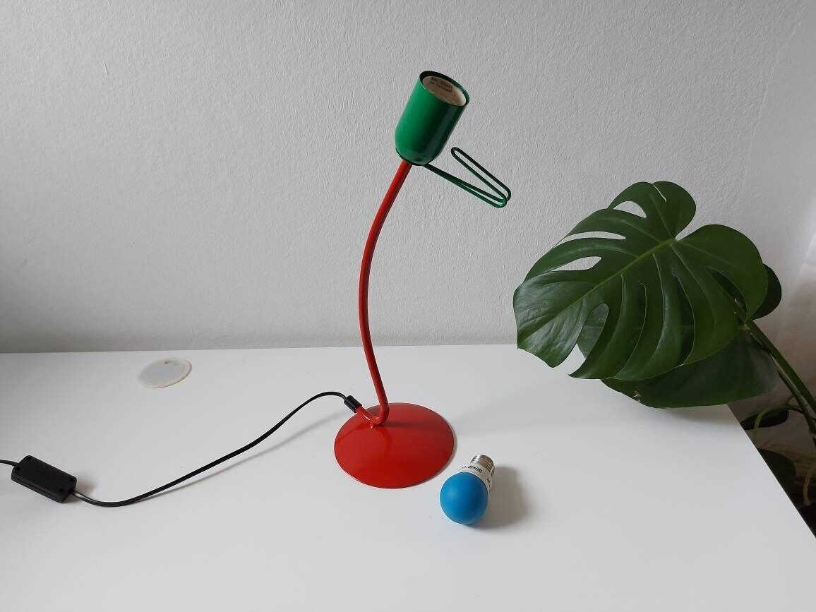 Vintage Desk Lamp, Memphis Style, Spotlight, Task Lamp, Colorful Lamp, Pop Art Lamp, Funny Lamp, Spot Light, Back To School photo furniture