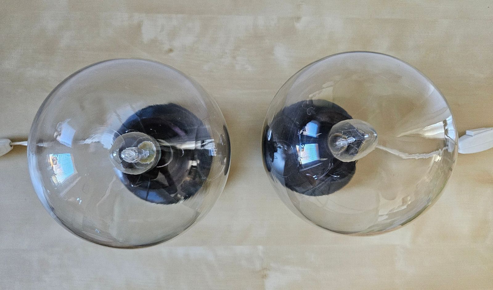 Set Of2 Mid Century Modern Bedside Lamps, Space Age Table Lamps Pair, Vintage Desk Lamps Pair, Nightstand Lights, Mcm Light 70s Glass Globe photo Lighting