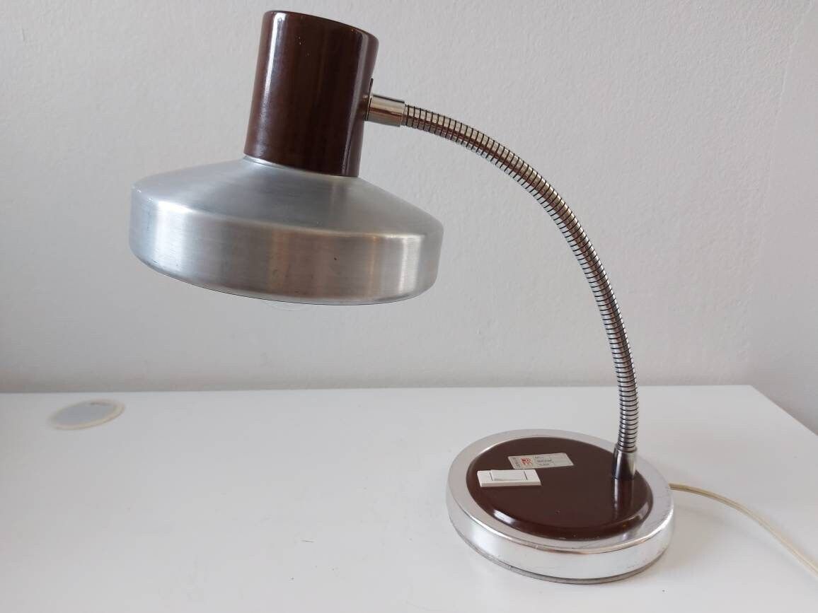 Vintage Desk Lamp, Mid Century Lamp, Gooseneck Lamp, Brown Lamp, Table Lamp, Vintage Light, Space Age Lamp,70s Lamp, Retro Lamp, Task Lamp