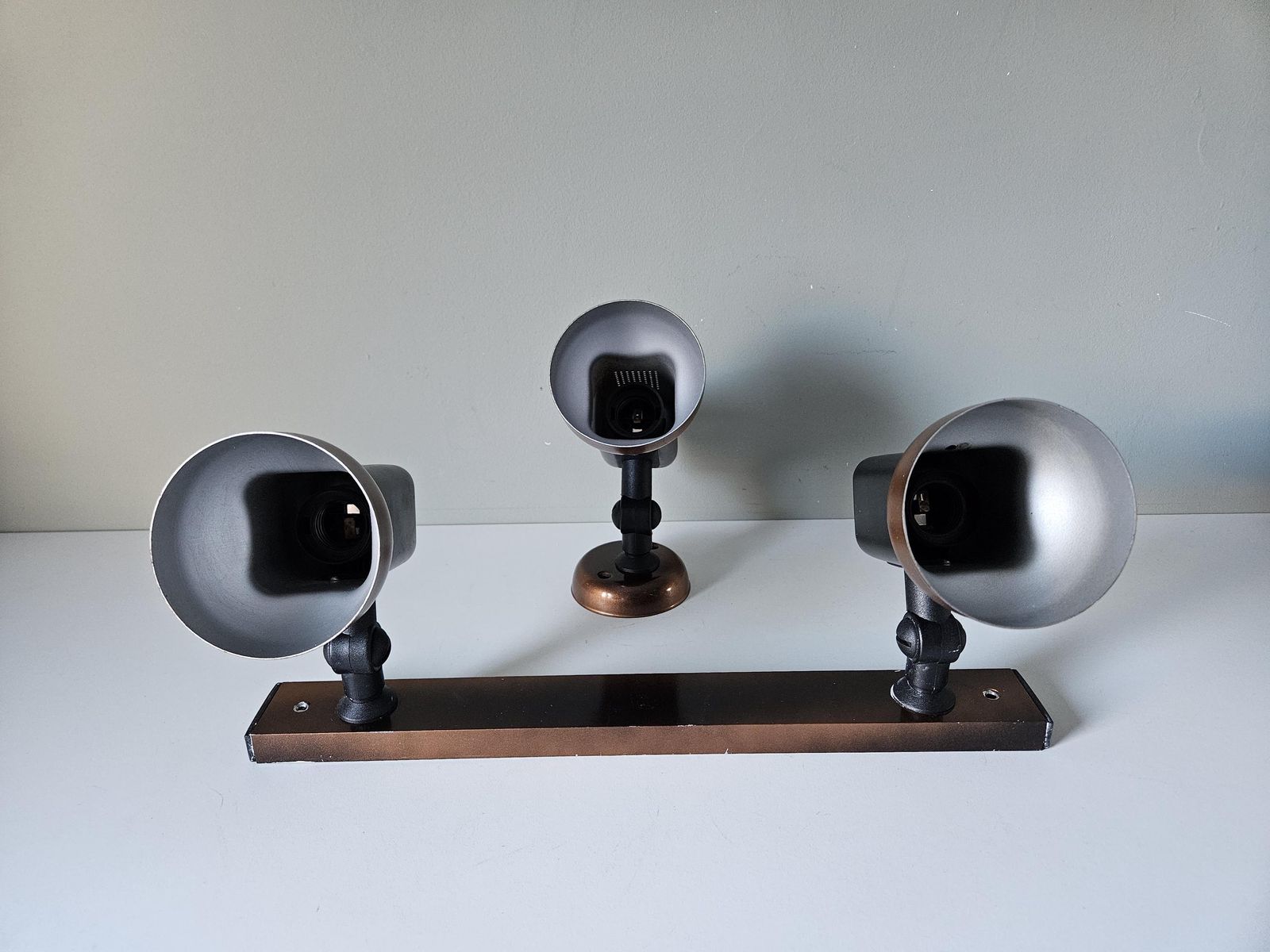 Set Of 2/ Retro Lamps, Bronze Track Spot Lights, Copper Wall Lamps, Vintage Flush Mount Wall Lights, Ceiling Lights, Side Lamps photo for sale
