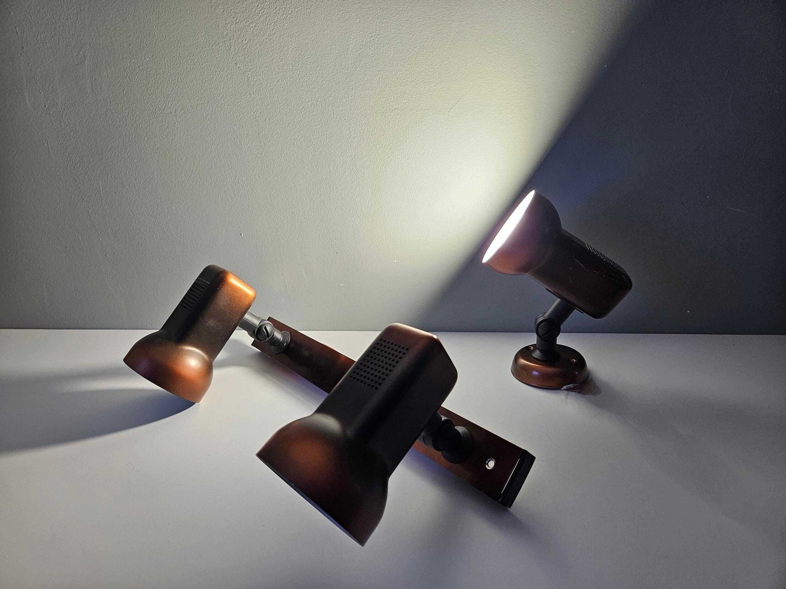 Set Of 2/ Retro Lamps, Bronze Track Spot Lights, Copper Wall Lamps, Vintage Flush Mount Wall Lights, Ceiling Lights, Side Lamps photo 137.0